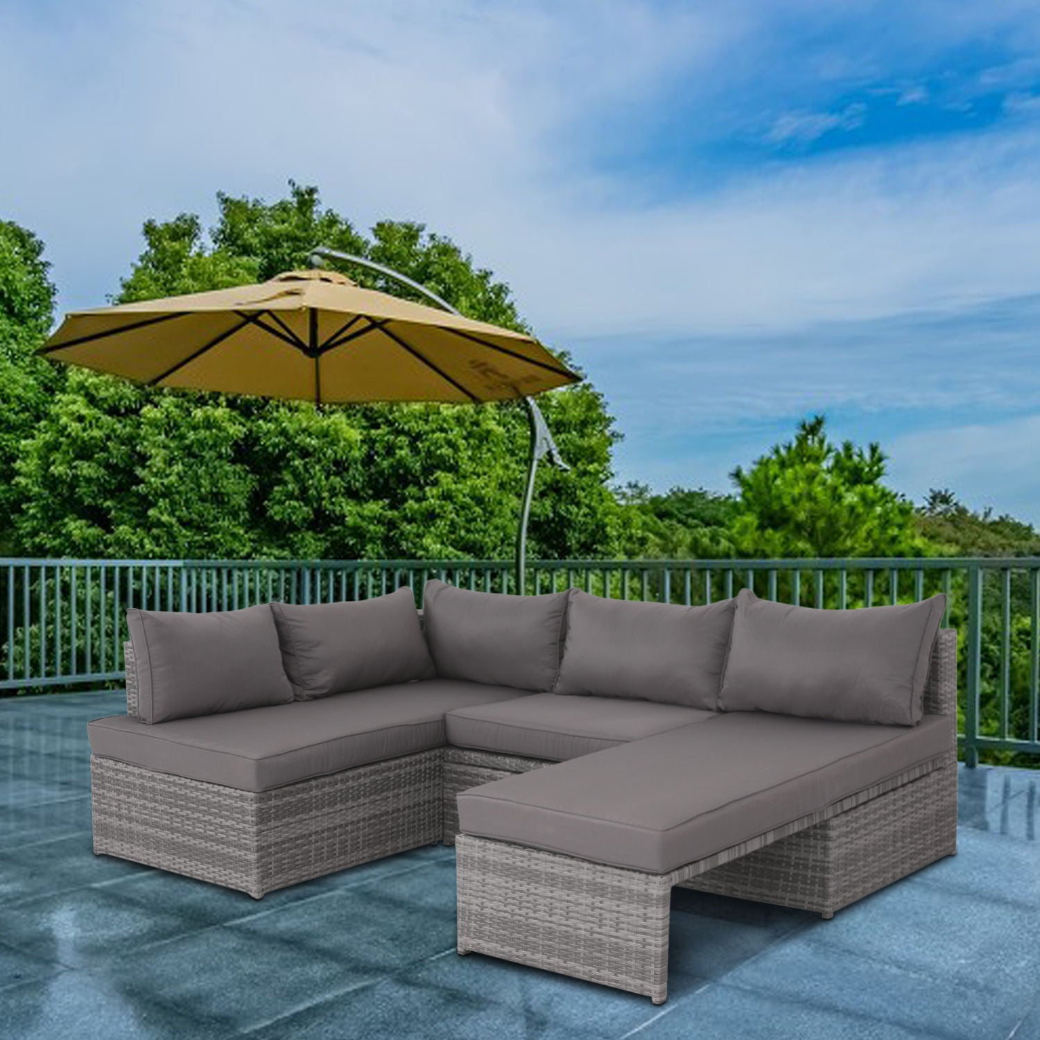 Patio Sofa With Cushions - Gray - Best Buy Furniture