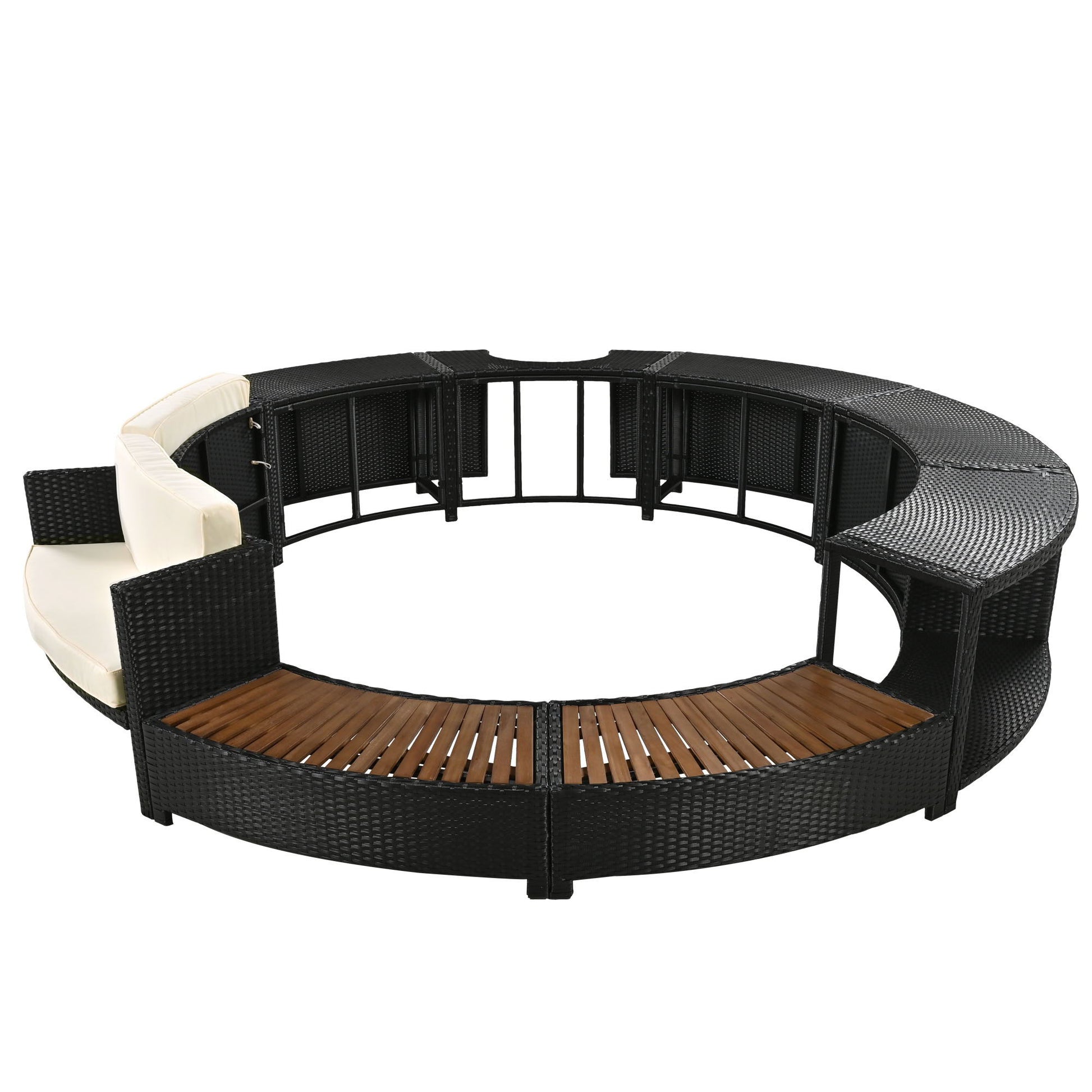 Spa Surround Spa Frame Patio Rattan Sofa Set With Storage Spaces, Mini Sofa And Comfortable Cushion For Patio, Backyard - Best Buy Furniture