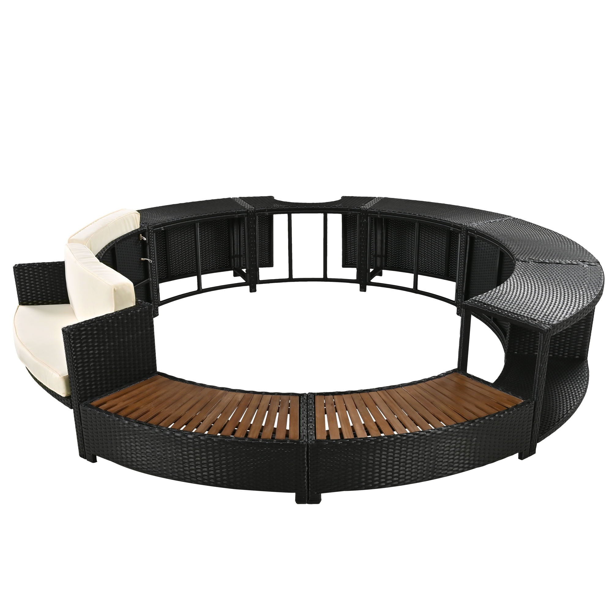 Spa Surround Spa Frame Patio Rattan Sofa Set With Storage Spaces, Mini Sofa And Comfortable Cushion For Patio, Backyard - Best Buy Furniture