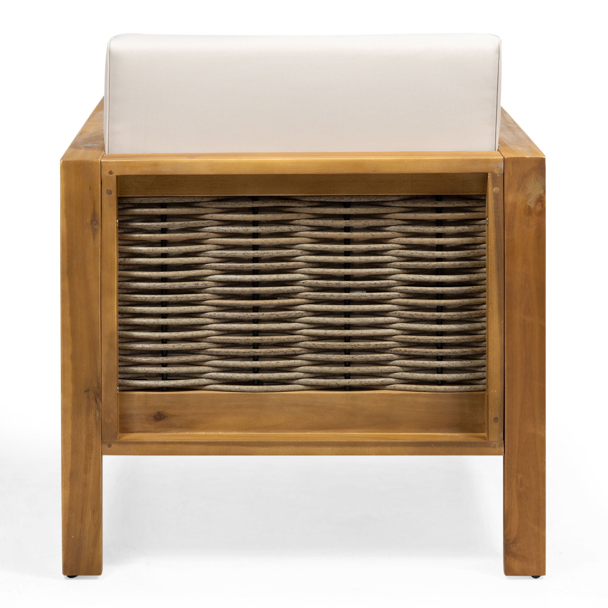 Outdoor Acacia Wood Club Chair With Wicker Accents - Best Buy Furniture