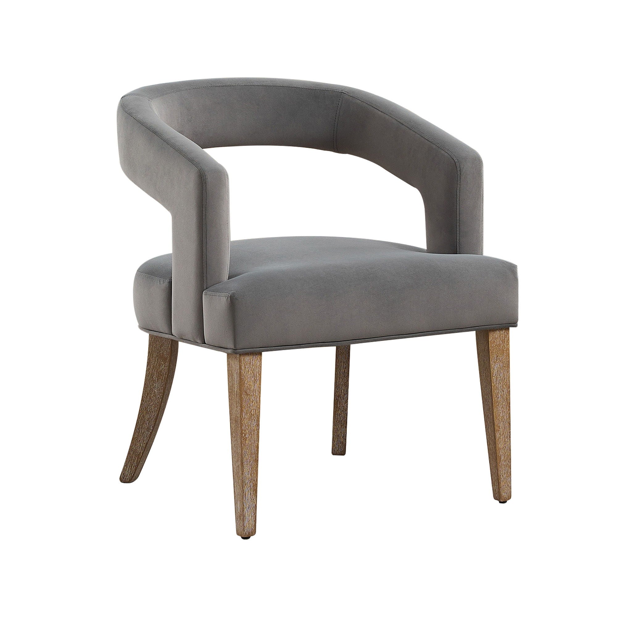 Wide Modern Barrel Open Back Upholstered Accent Chair With Weathered Solid Wood Legs - Best Buy Furniture