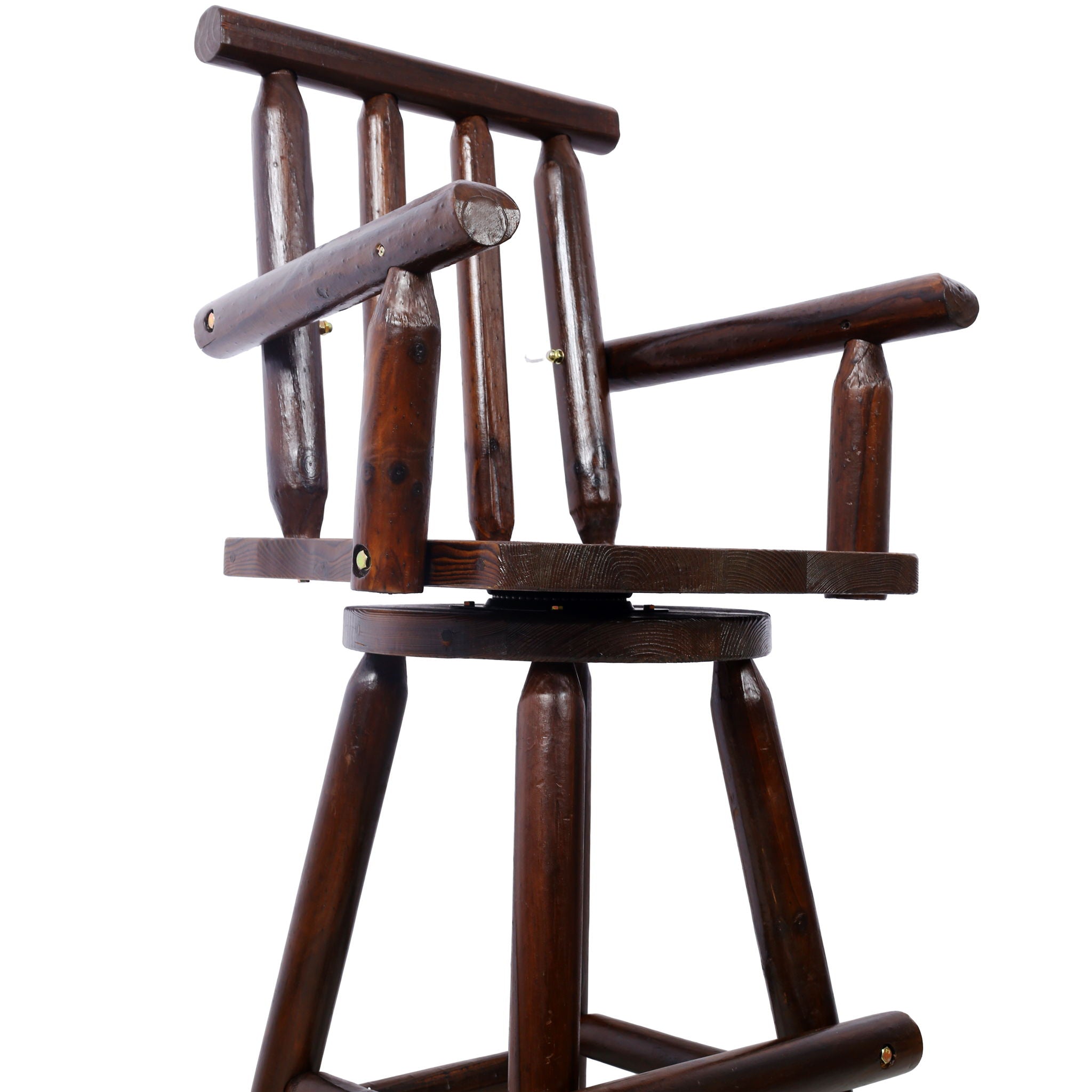 Rustic Bar Stool, Fir Wood Construction, Wide Armrest - Best Buy Furniture