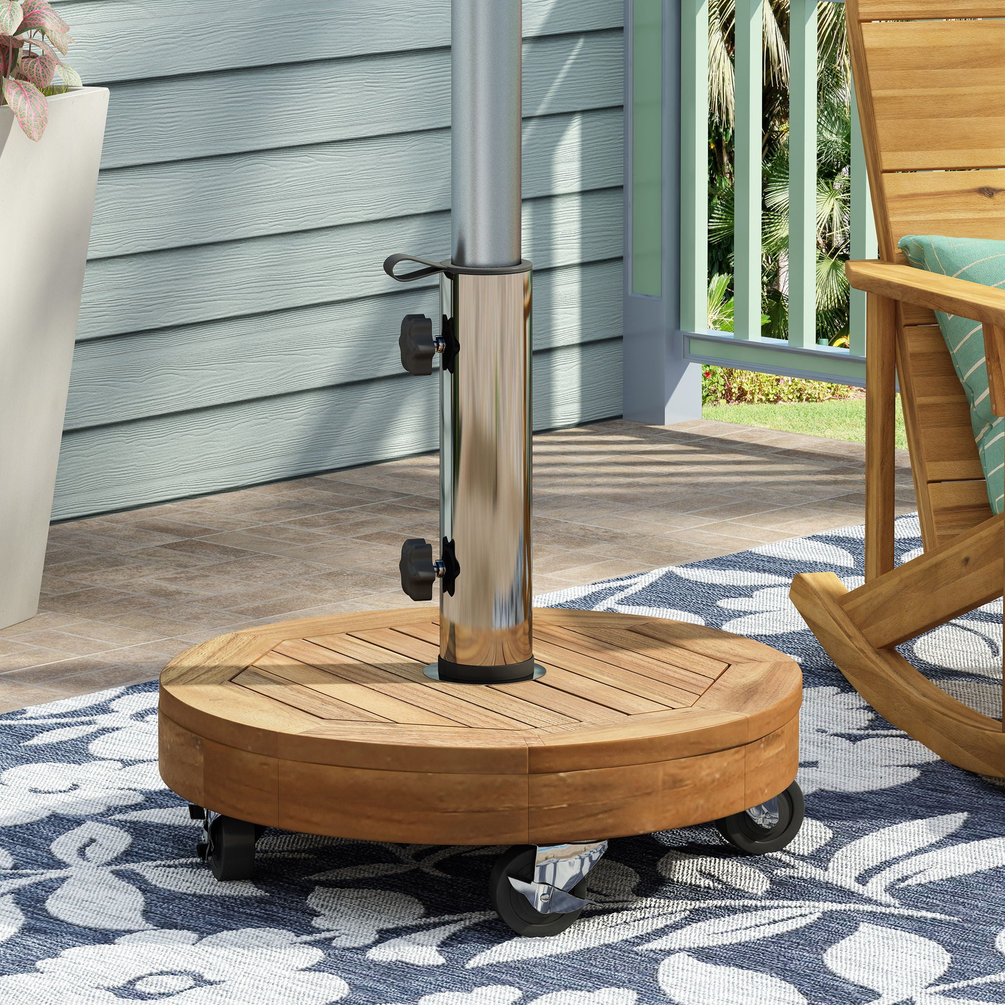 Ralph - Round Umbrella Base - Teak - Best Buy Furniture
