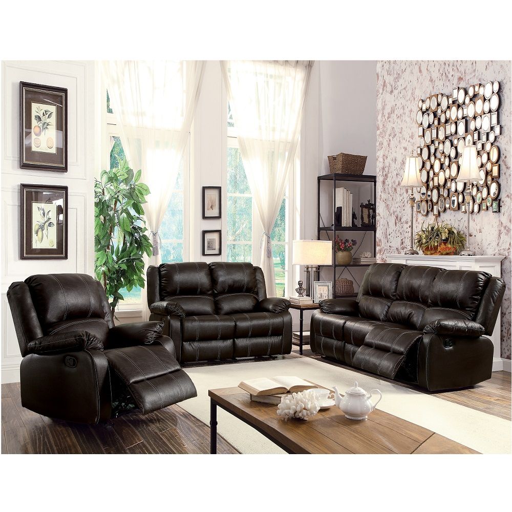 Zuriel - Synthetic Leather 3 Piece Living Room Recliner Set - Best Buy Furniture