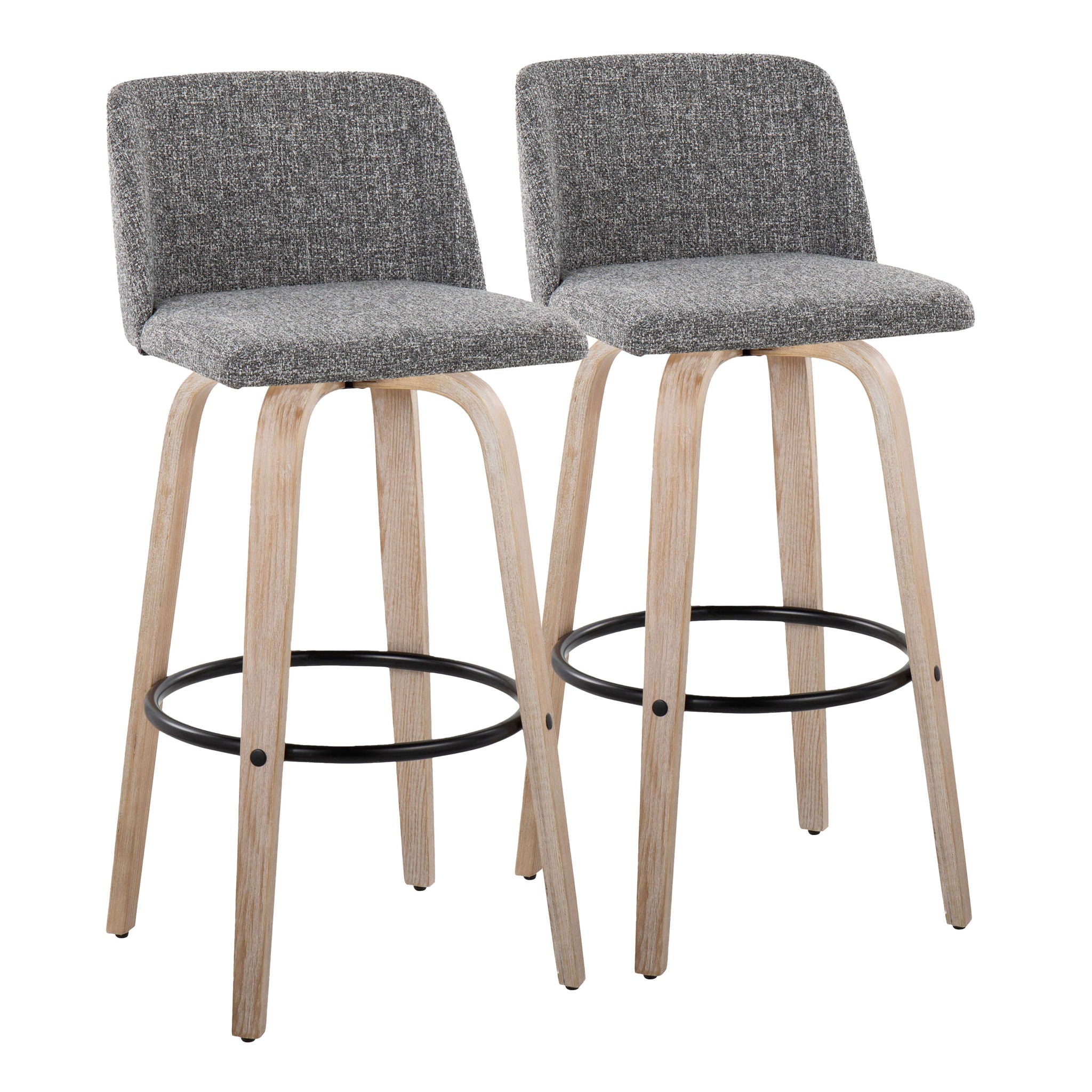 Toriano - Mid-Century Modern Fixed Height BarStool With Round Footrest (Set of 2) - Best Buy Furniture