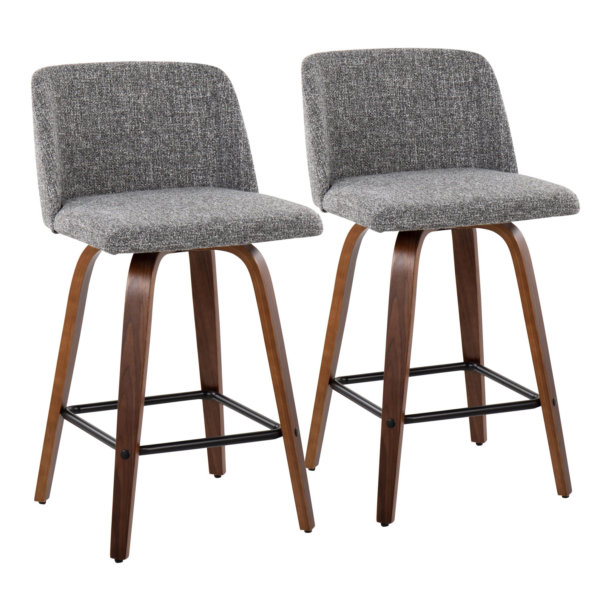 Toriano - Mid Century Modern Fixed Height Counter Stool & Square Footrest (Set of 2) - Best Buy Furniture