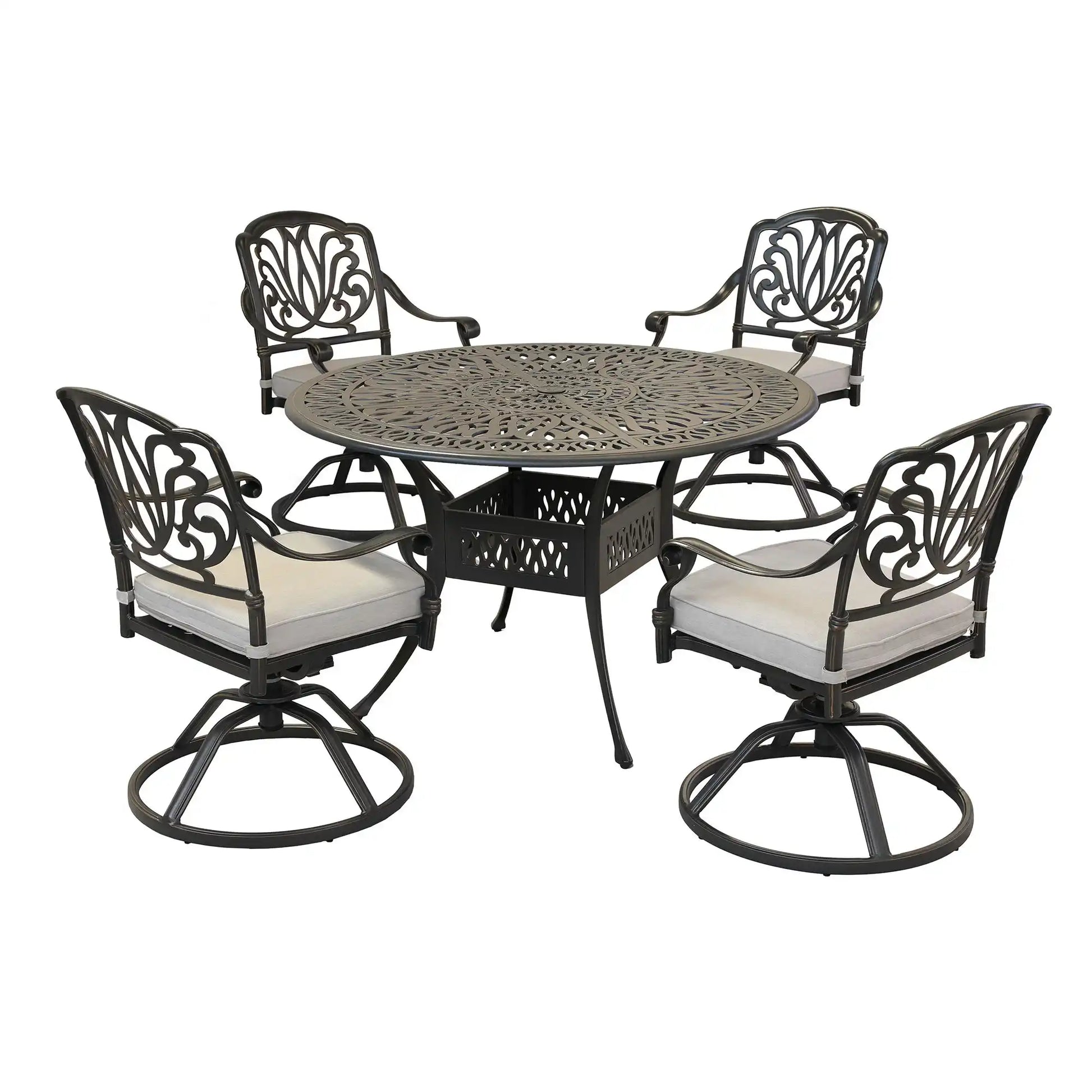 Round 48.03" Long Aluminum Dining Set With Cushions - Best Buy Furniture