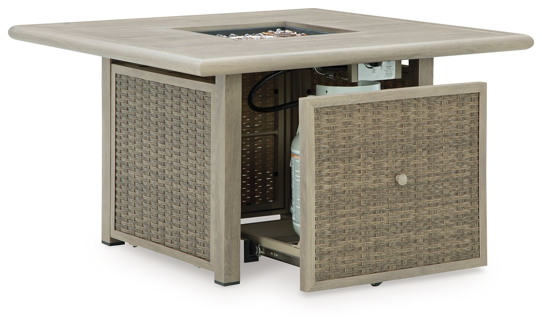 Cliff Trails - Square Fire Pit Table - Beige - Best Buy Furniture