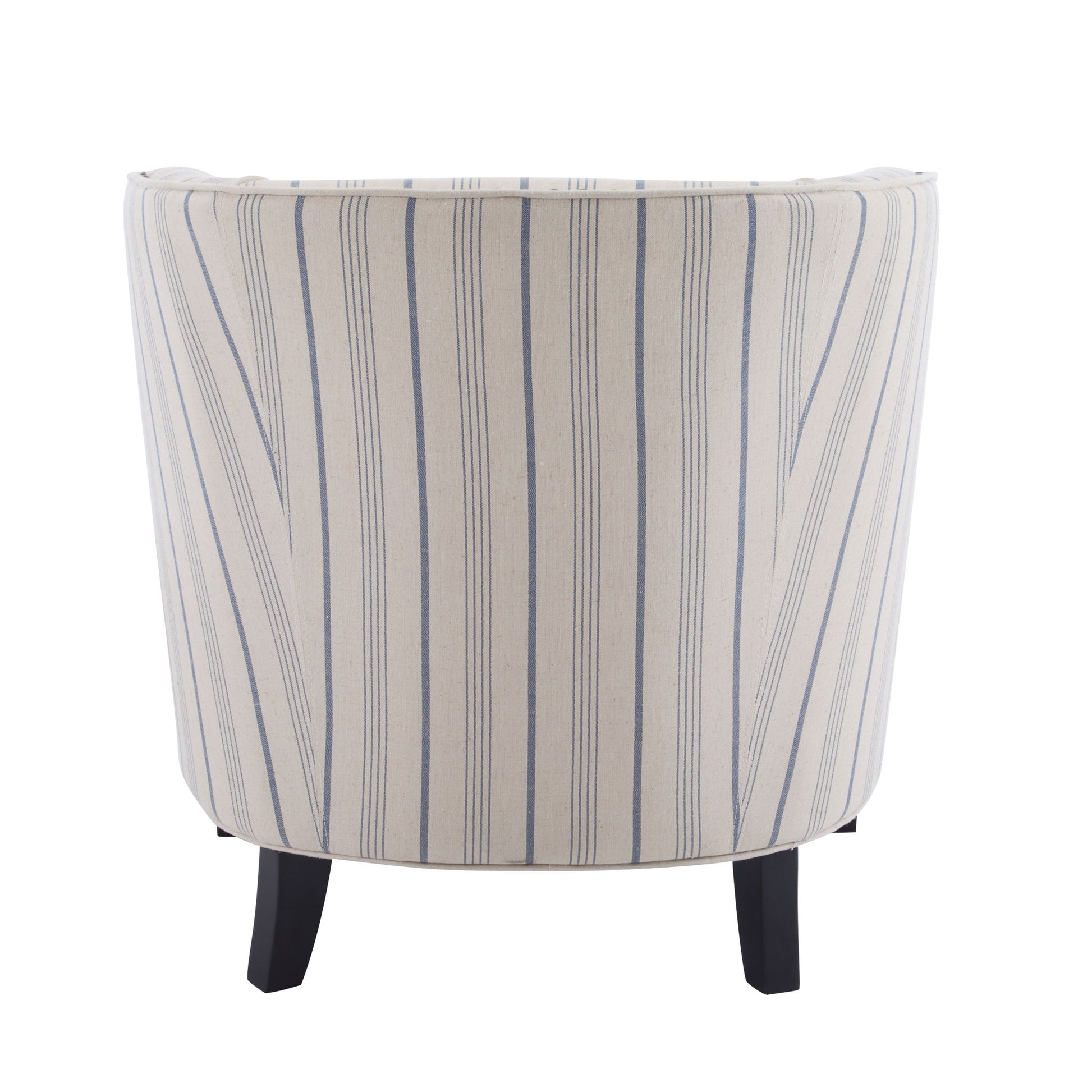 Transitional Upholstered Stripe Barrel Chair With Birch Wood Legs And Plush Cushioned Seat - Beige / Blue Stripe - Best Buy Furniture