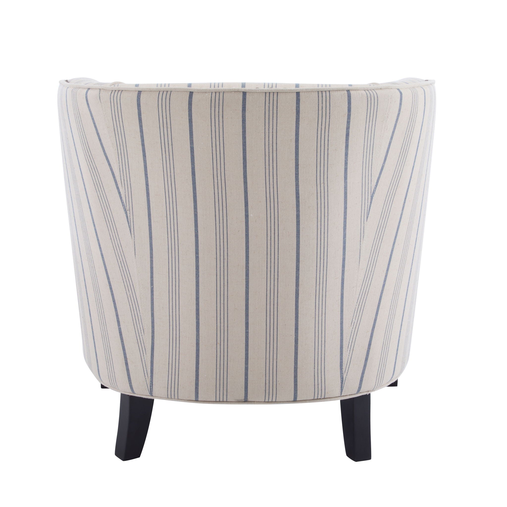 Transitional Upholstered Stripe Barrel Chair With Birch Wood Legs And Plush Cushioned Seat - Beige / Blue Stripe - Best Buy Furniture