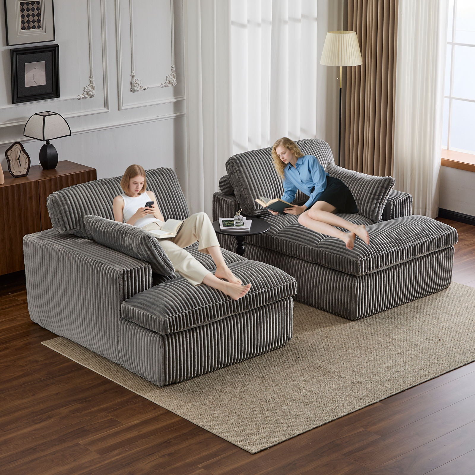 Double Chaise Lounge Chair, Oversized Upholstered Sleeper Cloud Couch - Best Buy Furniture