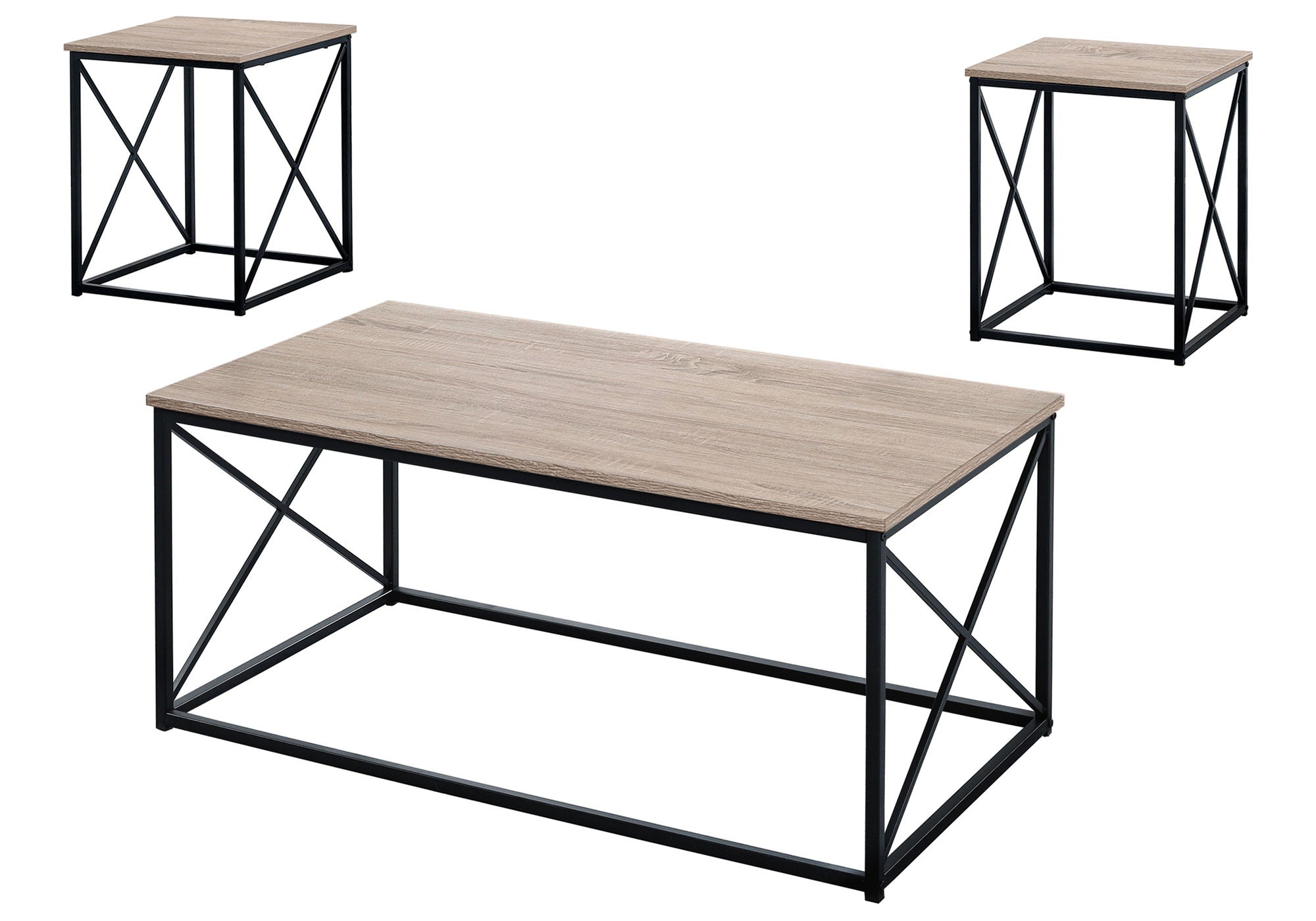 3 Pieces Table Set, Coffee, End, Side, Accent - Brown / Black - Best Buy Furniture