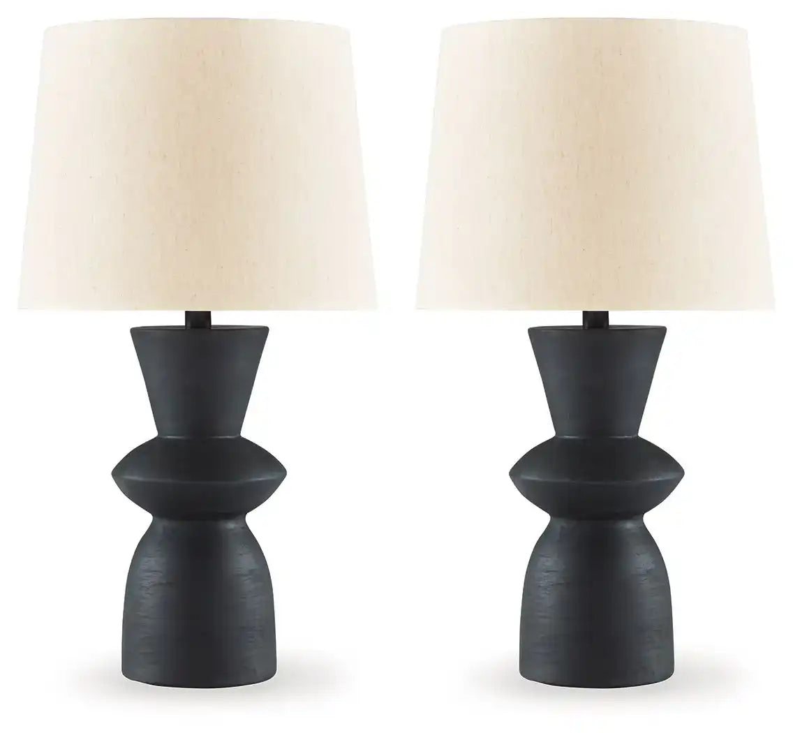 Scarbot - Paper Table Lamp (Set of 2) - Distressed Black - Best Buy Furniture