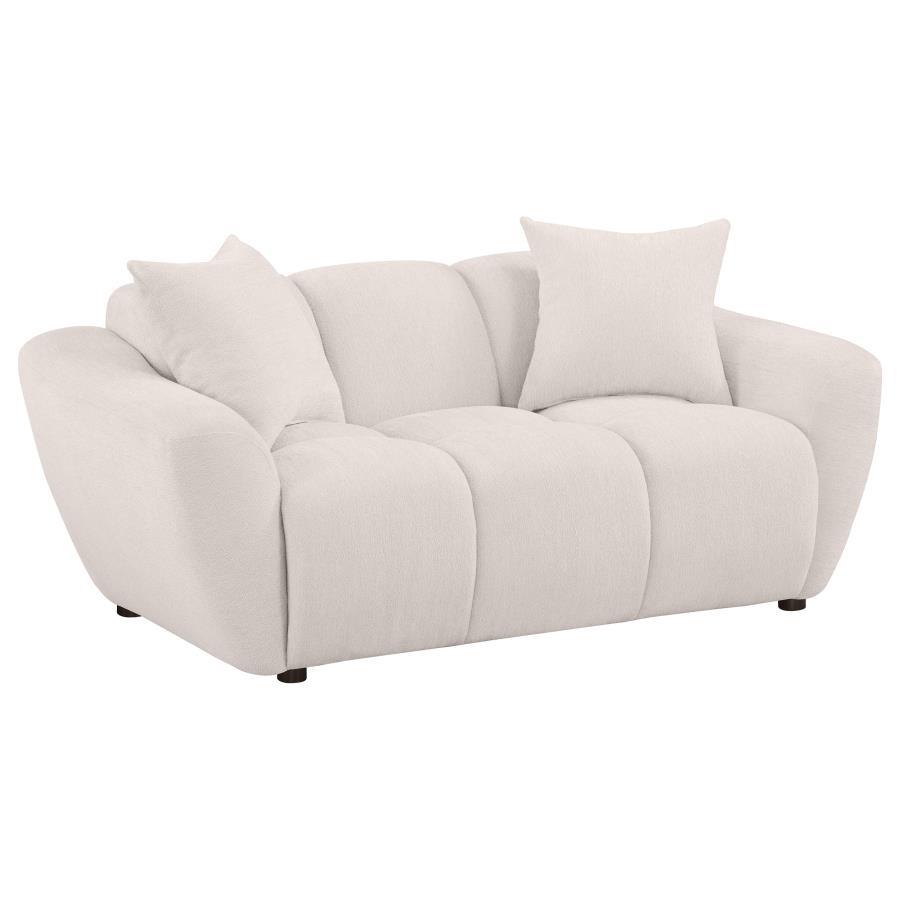 Destino - Chenille Upholstered Splayed Arm Loveseat - Greige - Best Buy Furniture