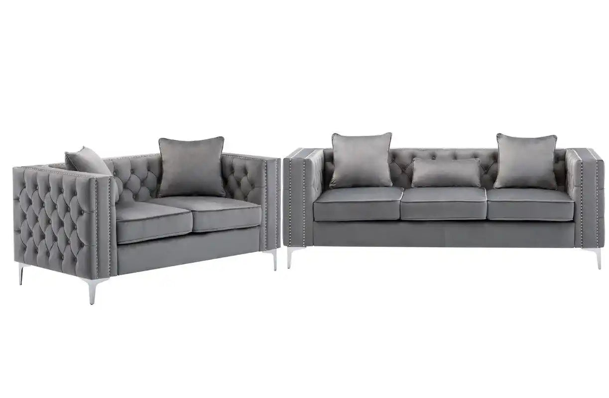 Lorreto - Velvet Fabric Living Room Set - Best Buy Furniture