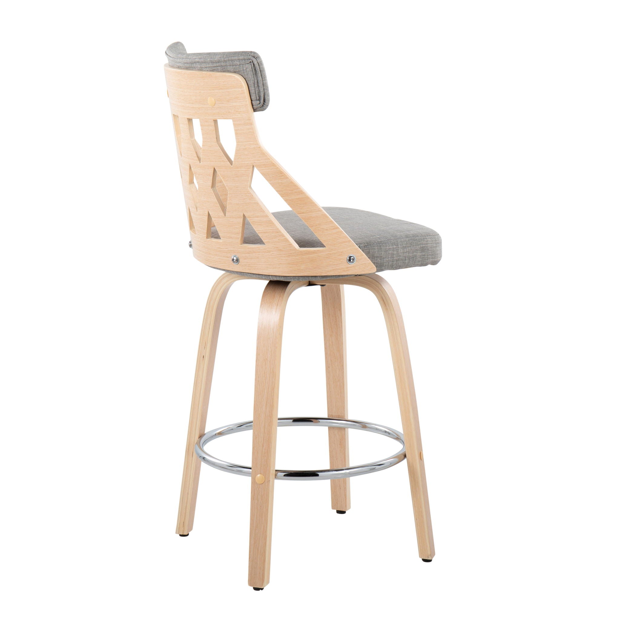 York - Mid-Century Modern Counter Stool - Natural / Light Gray - Best Buy Furniture