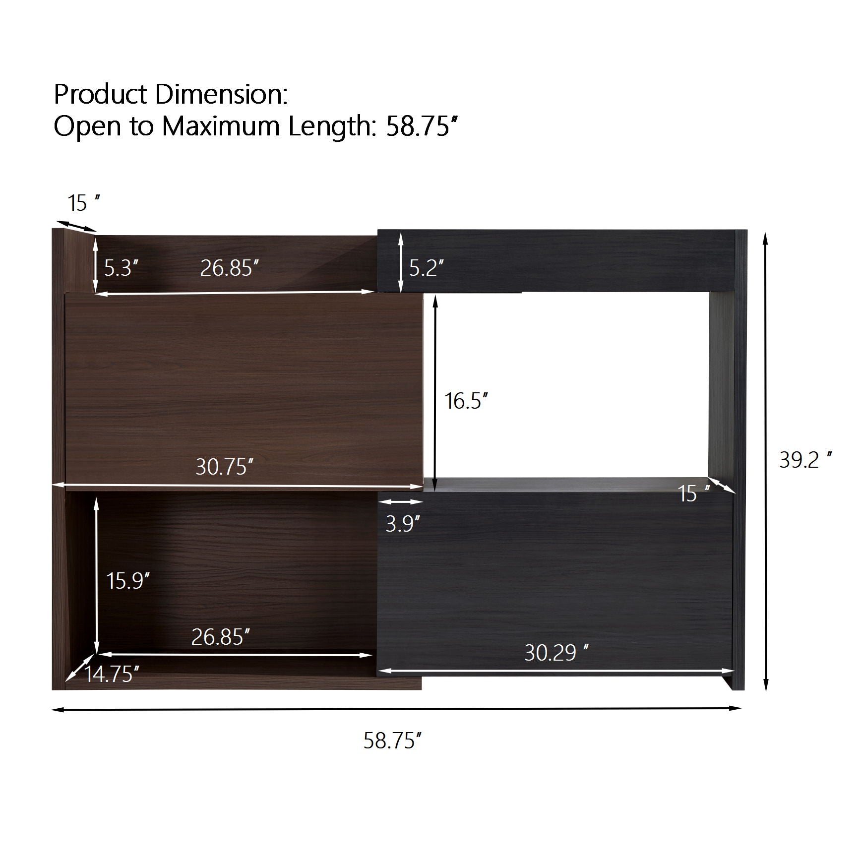 Modern Extendable & Rotating Cabinet With Drawer And Flip Doors For Versatile Storage - Black / Dark Walnut - Best Buy Furniture