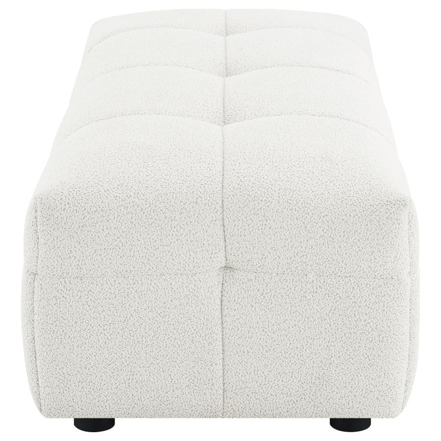 Everly - Boucle Upholstered Rectangular Ottoman - White - Best Buy Furniture