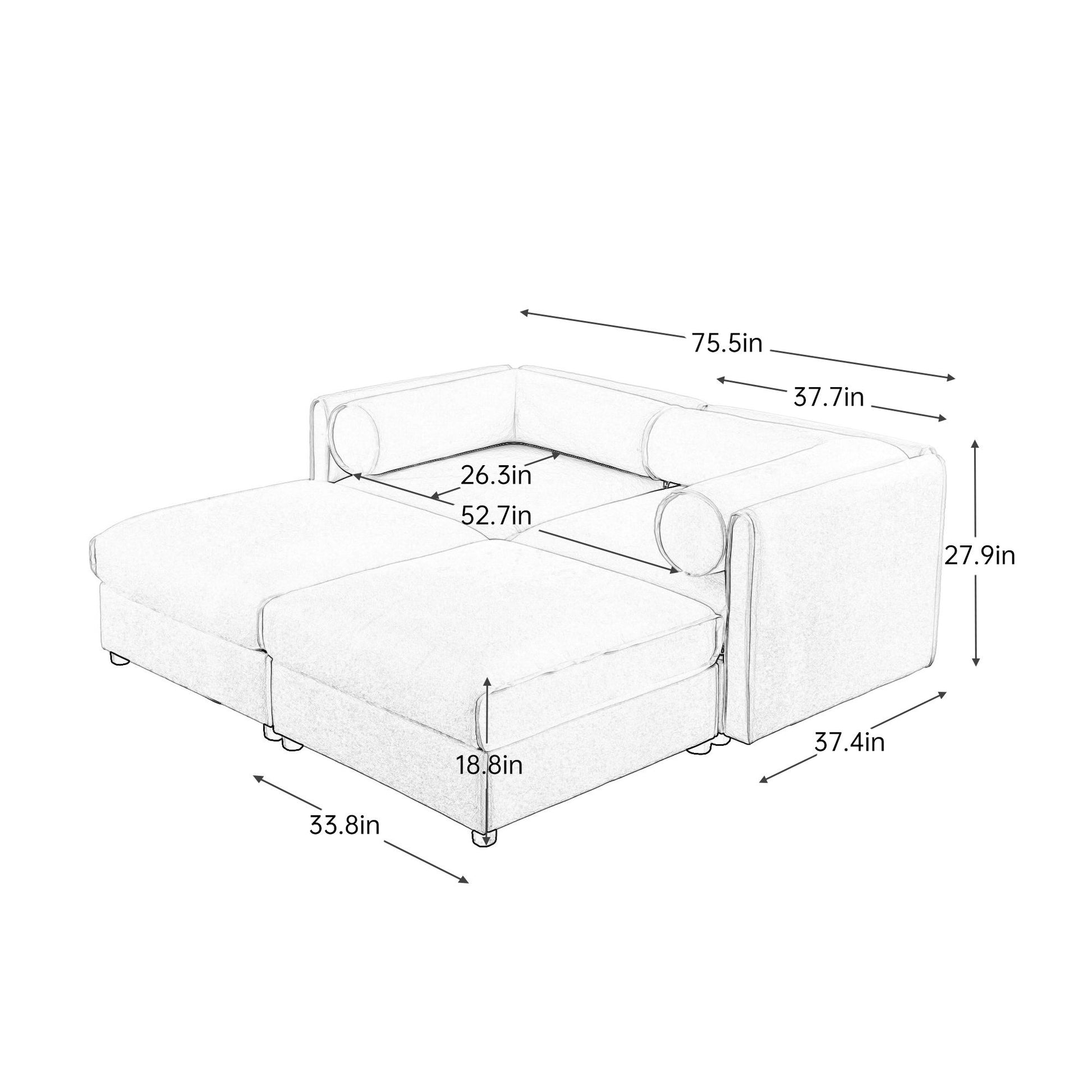 Contemporary Elegant White Chenille Sofa With Storage And Ottoman - Best Buy Furniture