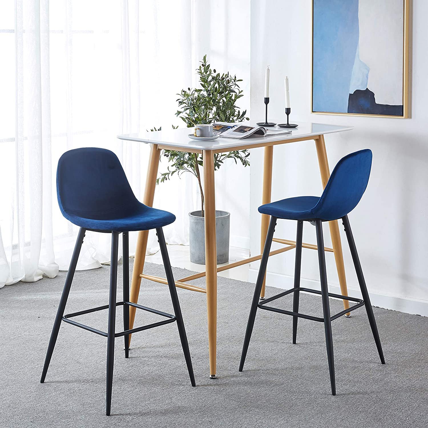 Velvet Barstool With Back (Set of 2) - Best Buy Furniture