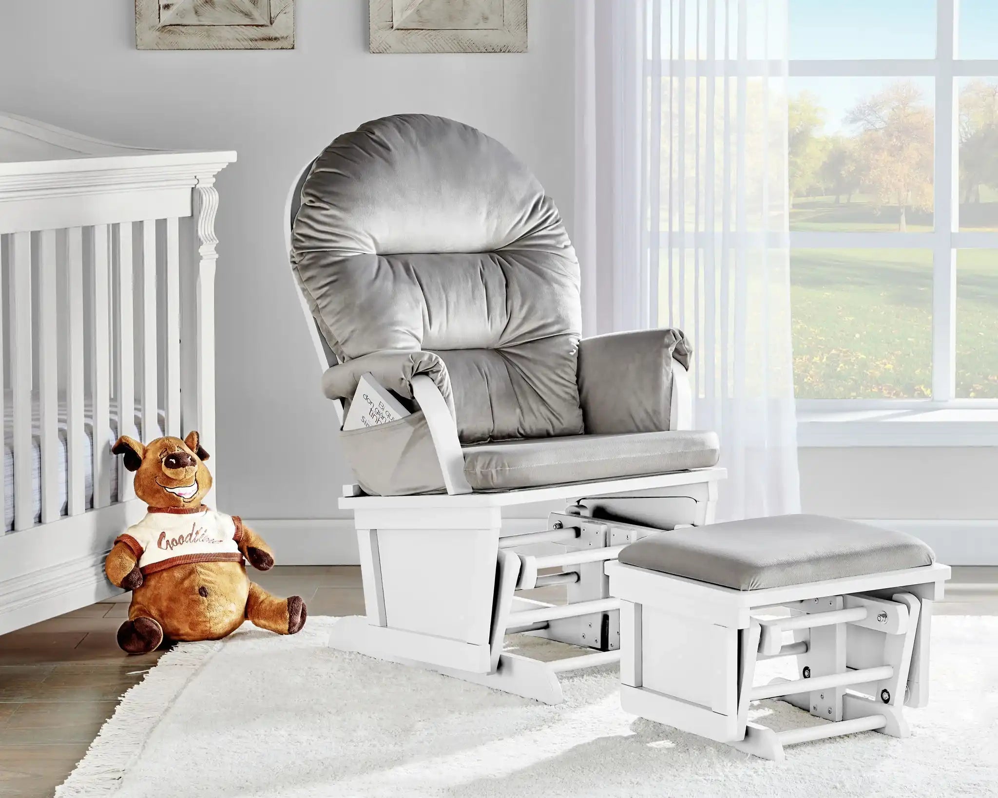 Madison - Glider & Ottoman - White Base - Best Buy Furniture