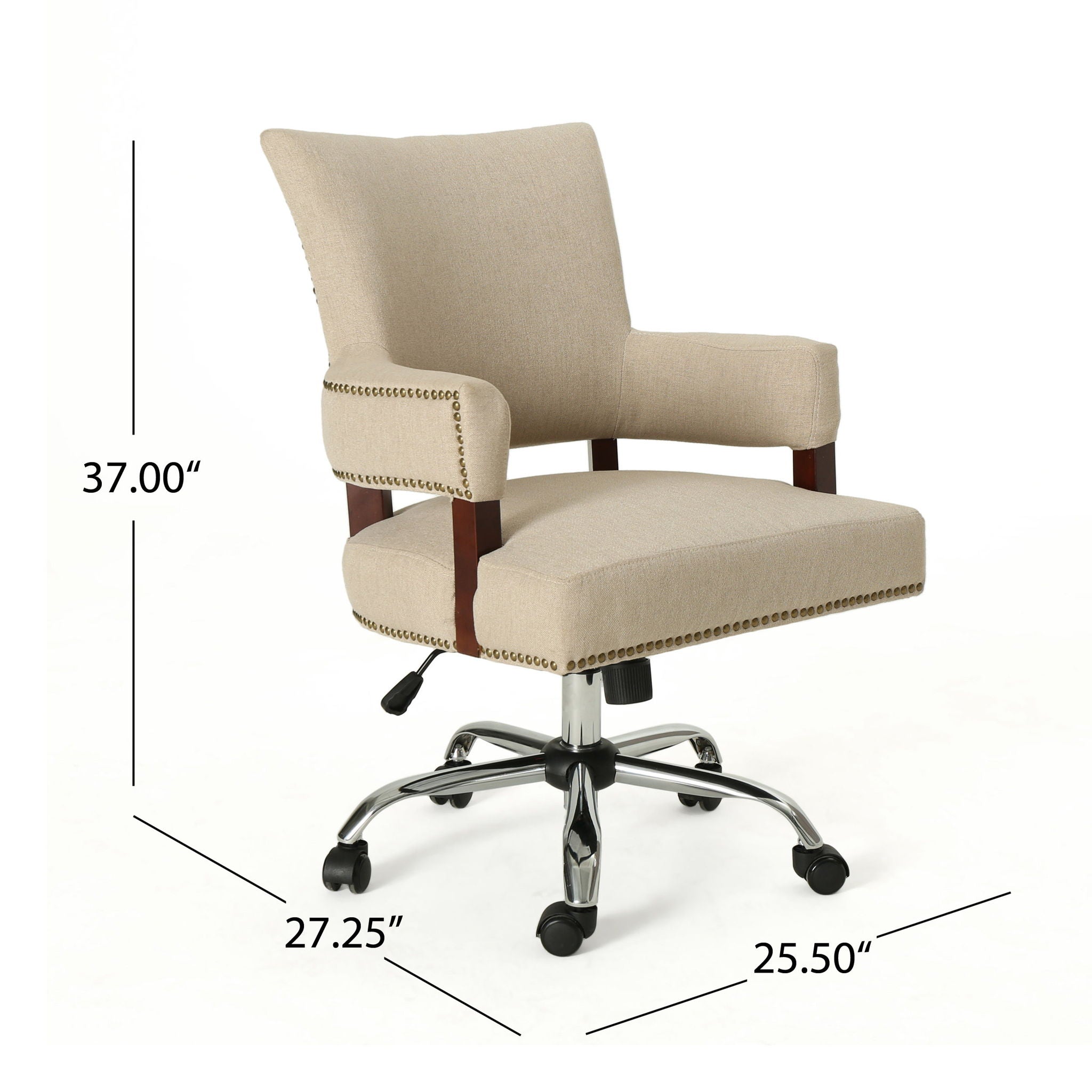 Zealous - Upholstered Office Chair With Curved Arms And Nailhead Accents - Wheat - Best Buy Furniture