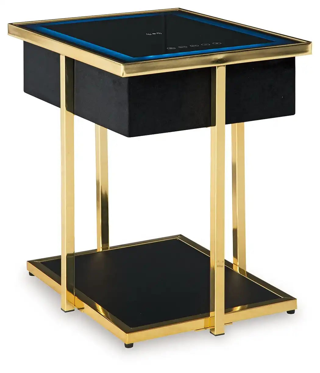Rexwell - Accent Table With Speaker - Black / Gold Finish - Best Buy Furniture