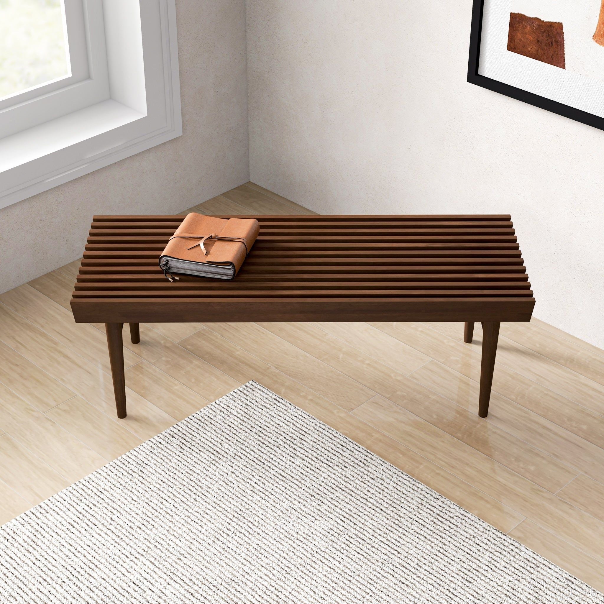 Mia - Mid-Century Modern Bench - Dark Brown - Best Buy Furniture