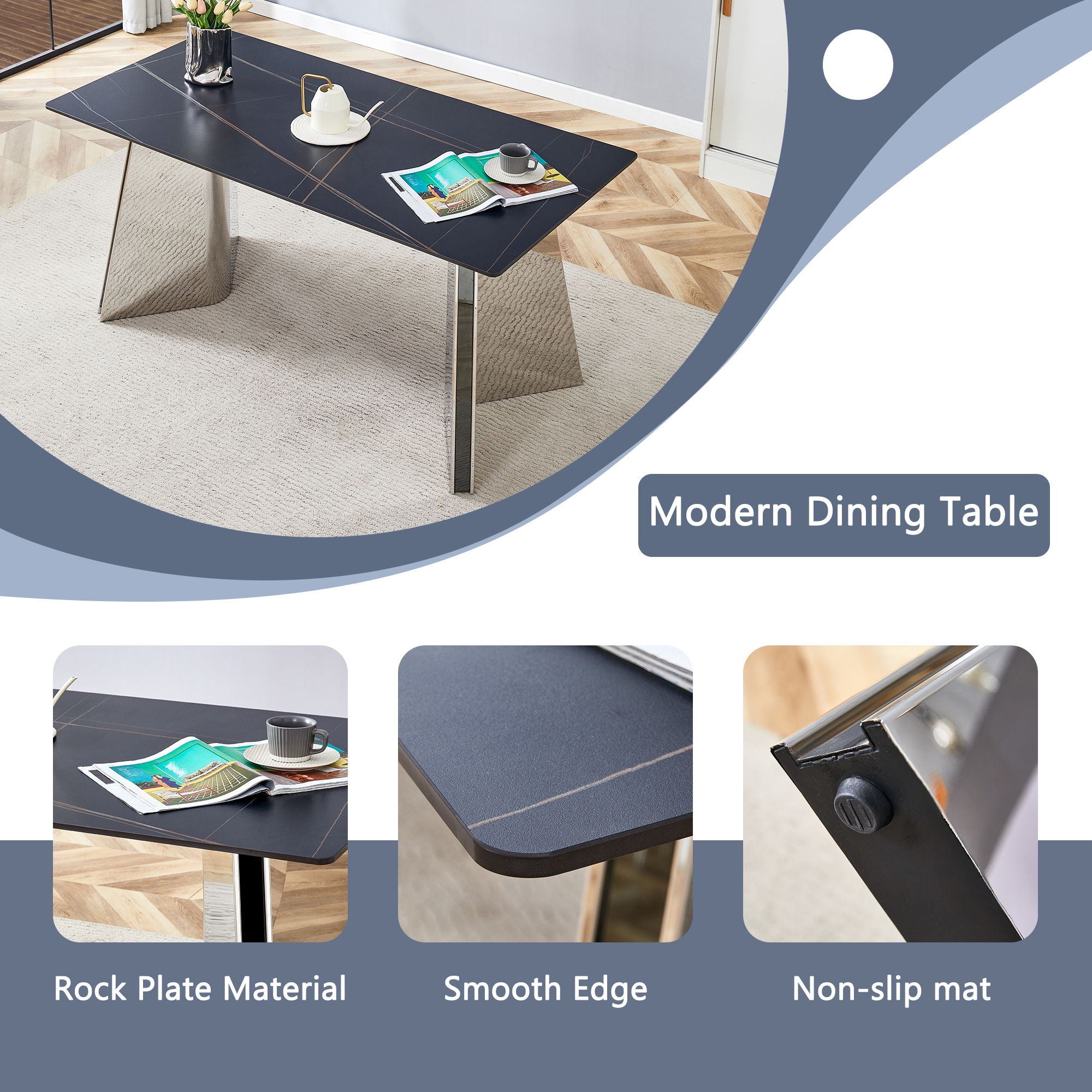 Modern Marble Patterned Dining Table With Stainless Steel Butterfly Legs - Best Buy Furniture