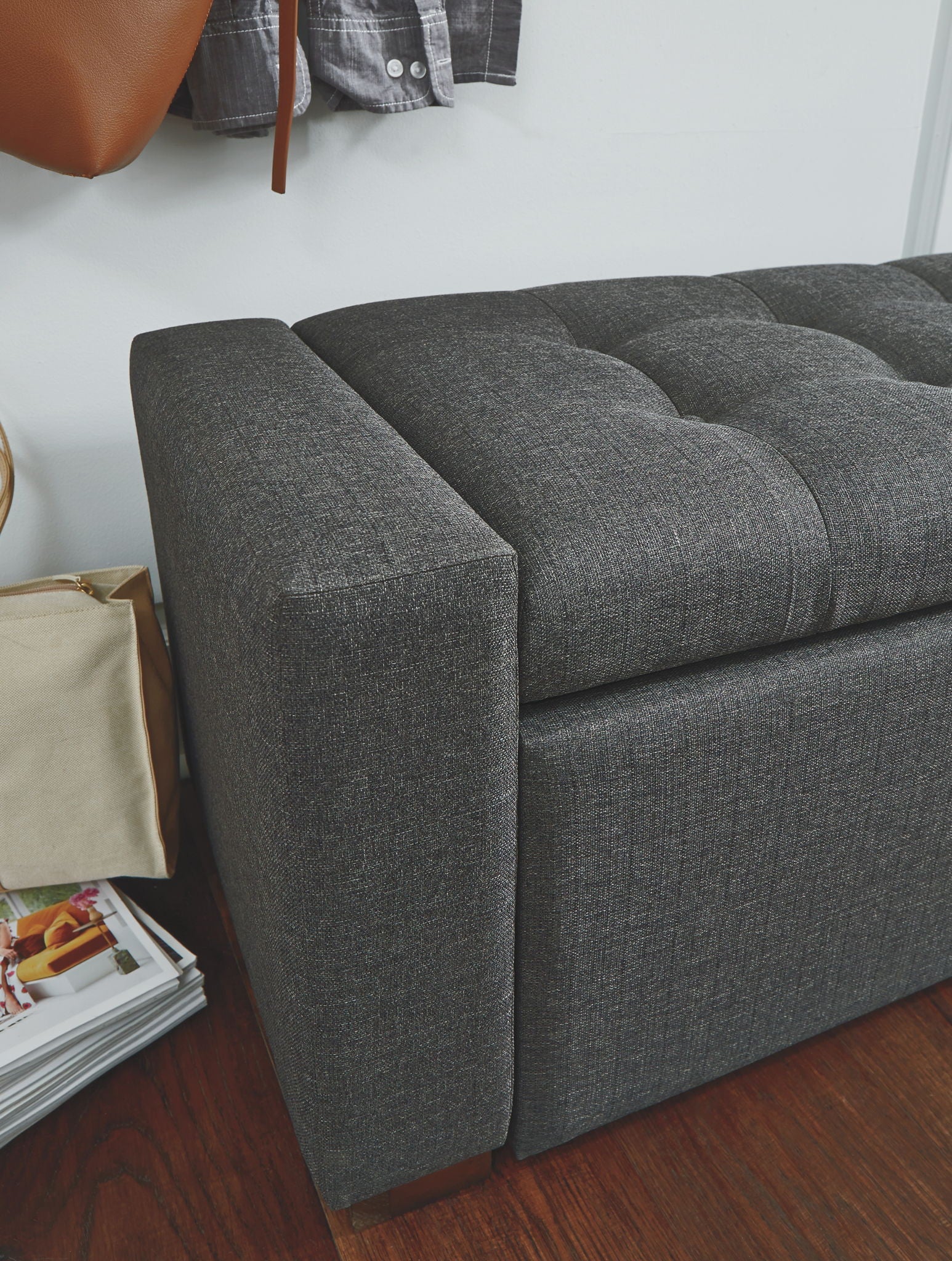 Cortwell - Storage Bench - Gray - Best Buy Furniture