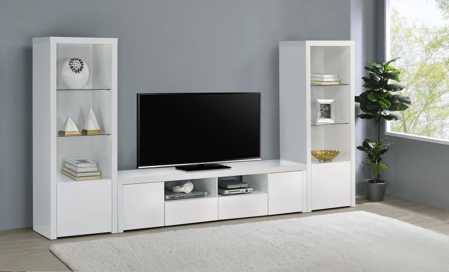 Jude - 2 Door Engineered Wood TV Stand - High Gloss White - Best Buy Furniture