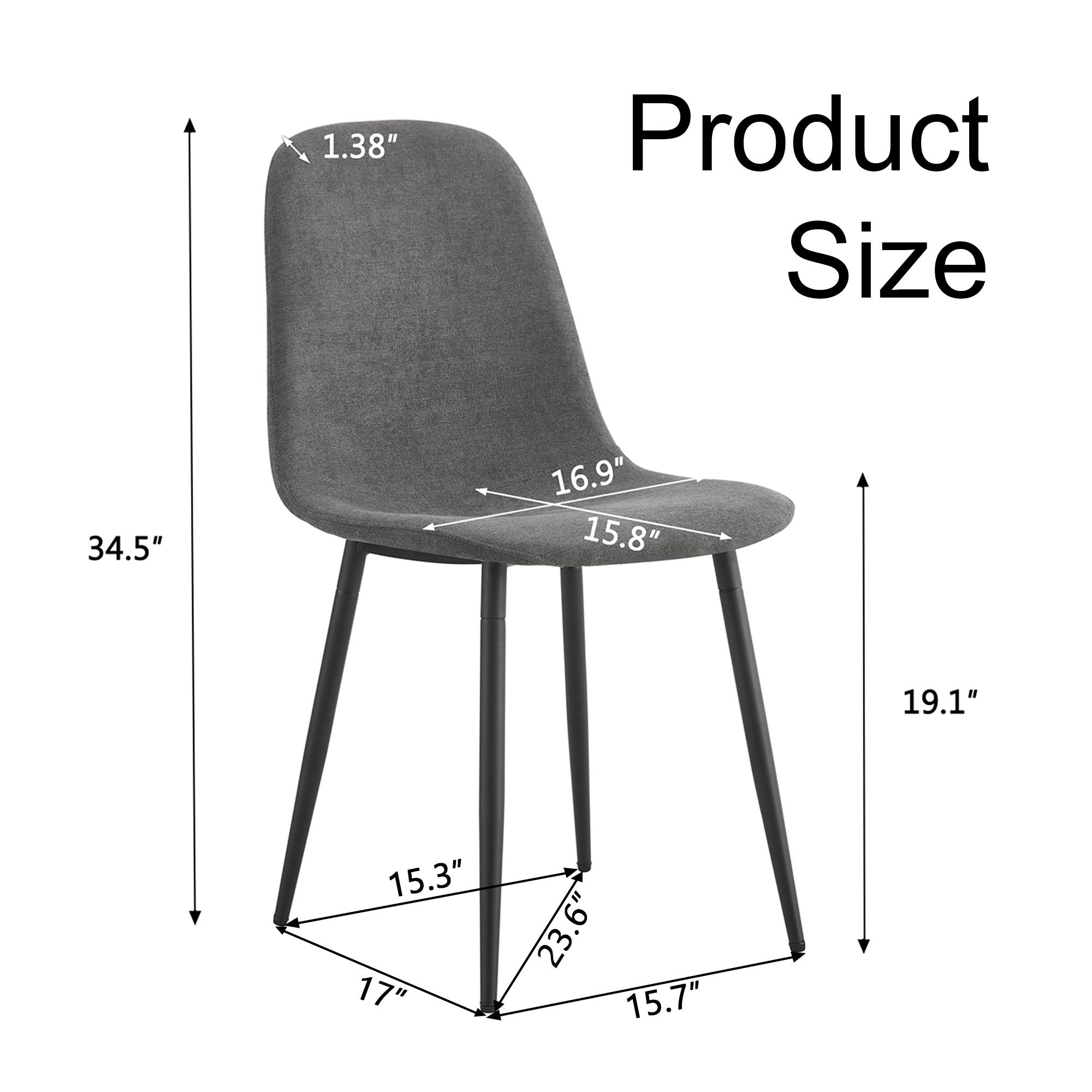 Modern Medieval Style Cushioned Side Chairs Set With Black Metal Legs For Kitchens - Best Buy Furniture