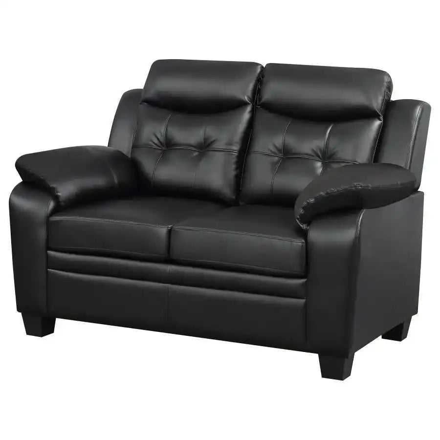 Finley - Upholstered Padded Arm Tufted Loveseat - Black - Best Buy Furniture
