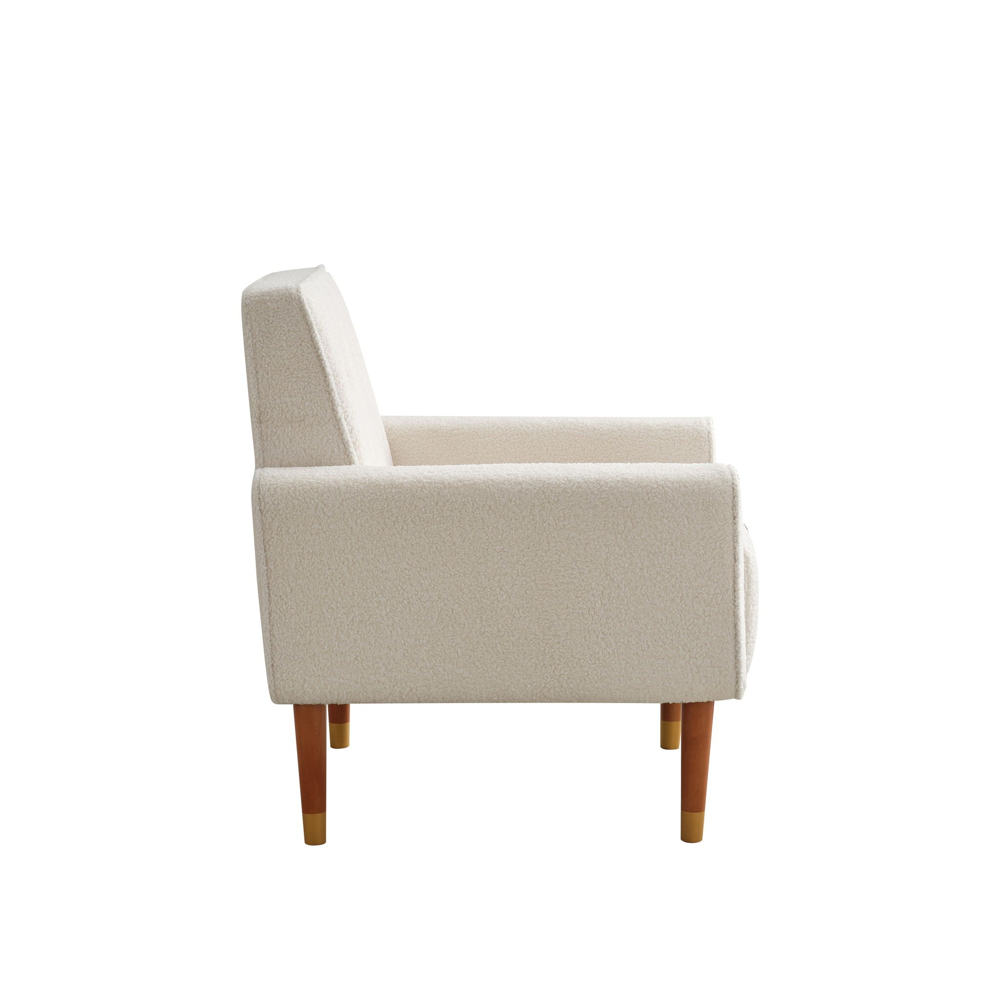 Classic Biscuit Style Accent Chair Comfortable Armrests, Soft Fabric, Elegant Solid Wood Legs With Gold Finish - Beige - Best Buy Furniture