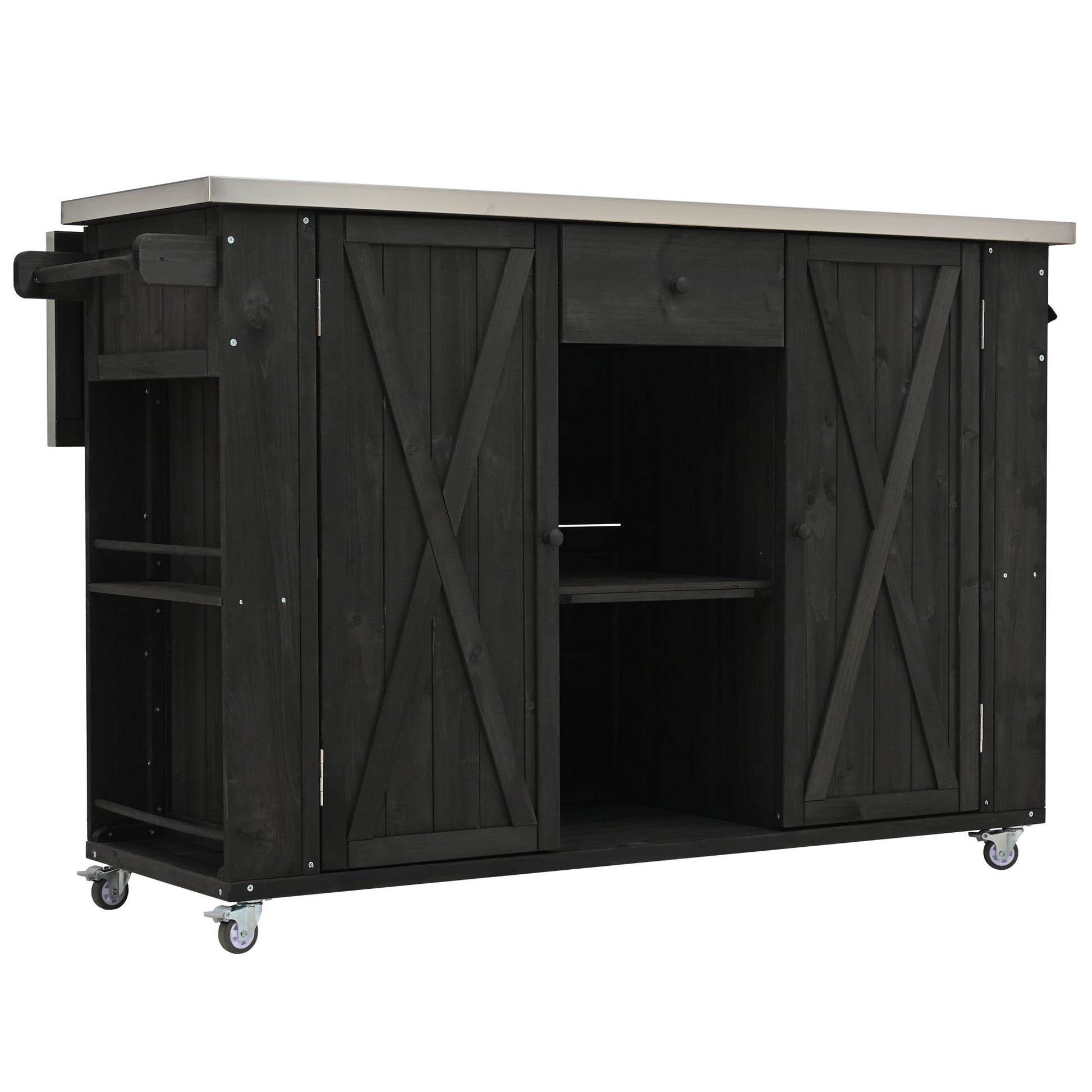 Outdoor Kitchen Island With Stainless Steel Top, Ample Storage Space, Towel And Spice Racks And A Bottle Opener - Best Buy Furniture