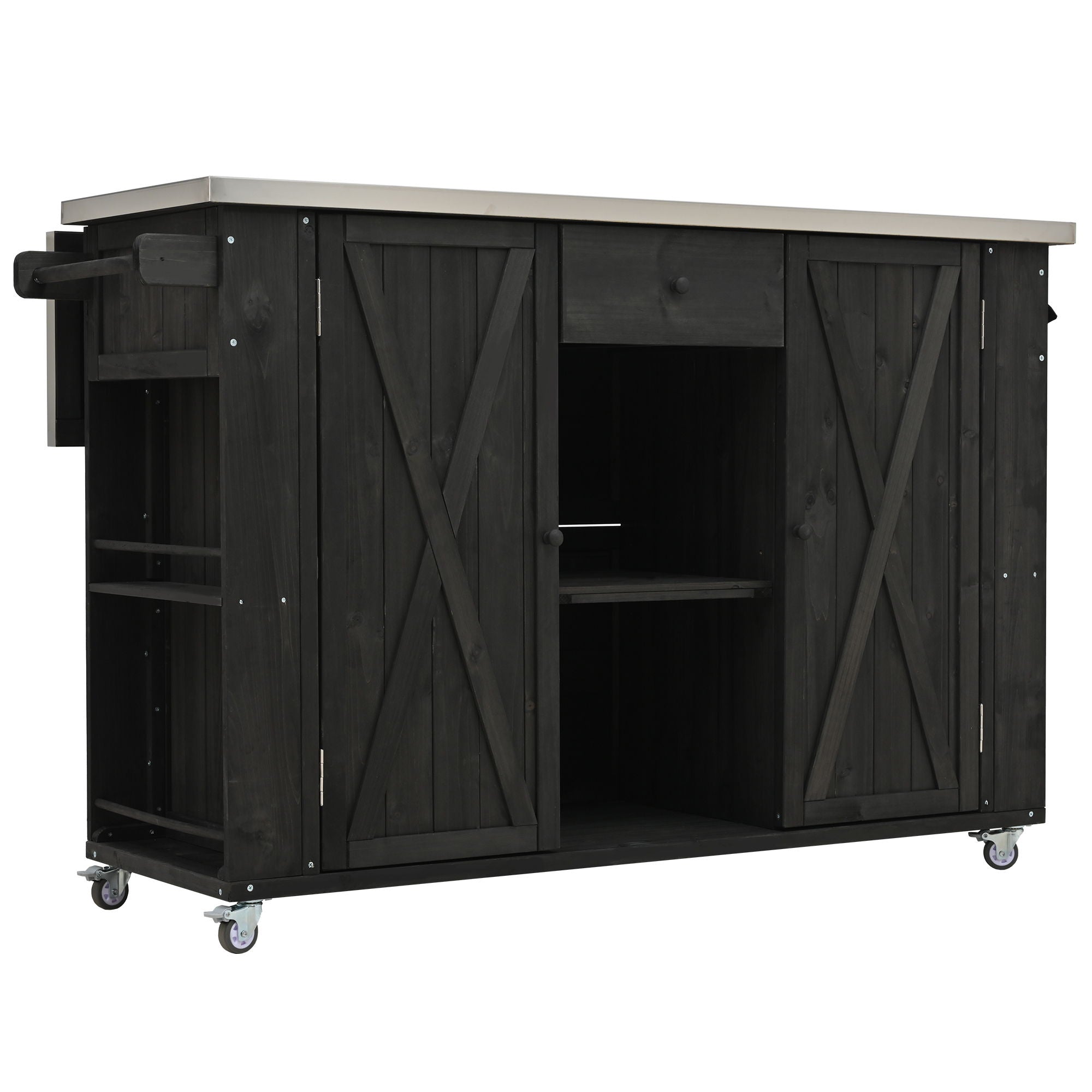 Outdoor Kitchen Island With Stainless Steel Top, Ample Storage Space, Towel And Spice Racks And A Bottle Opener - Best Buy Furniture