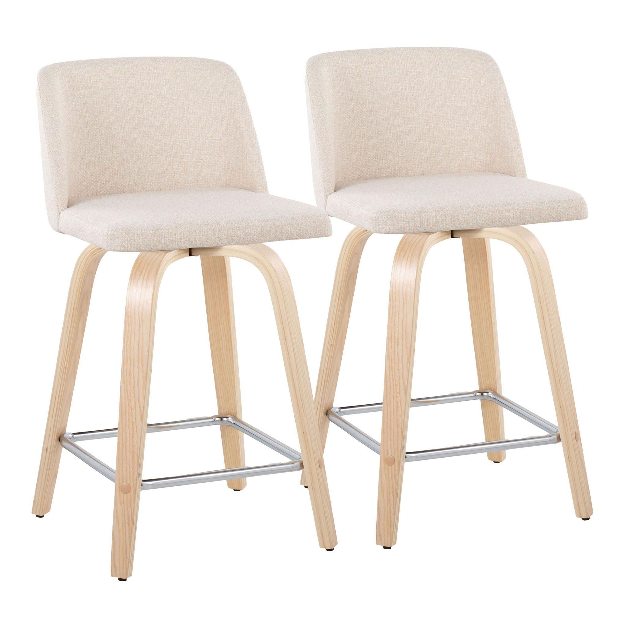 Toriano - Contemporary Fixed Height Counter Stool With Swivel With Square Footrest (Set of 2) - Best Buy Furniture