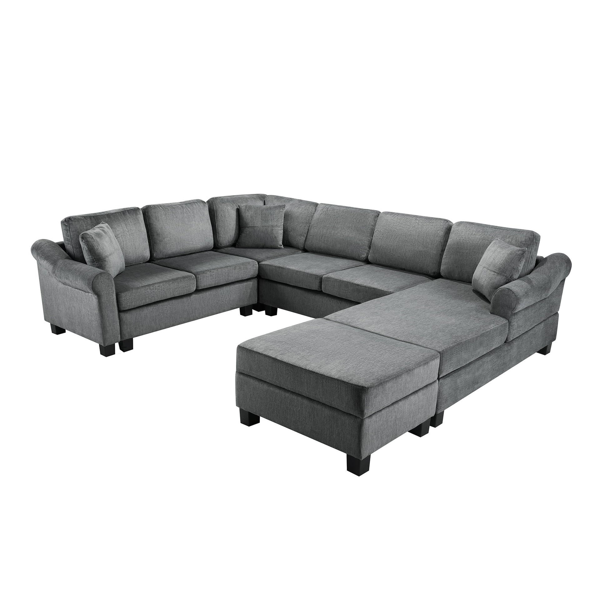 Contemporary U - Shaped Sectional Sofa With Movable Storage Ottoman - Best Buy Furniture