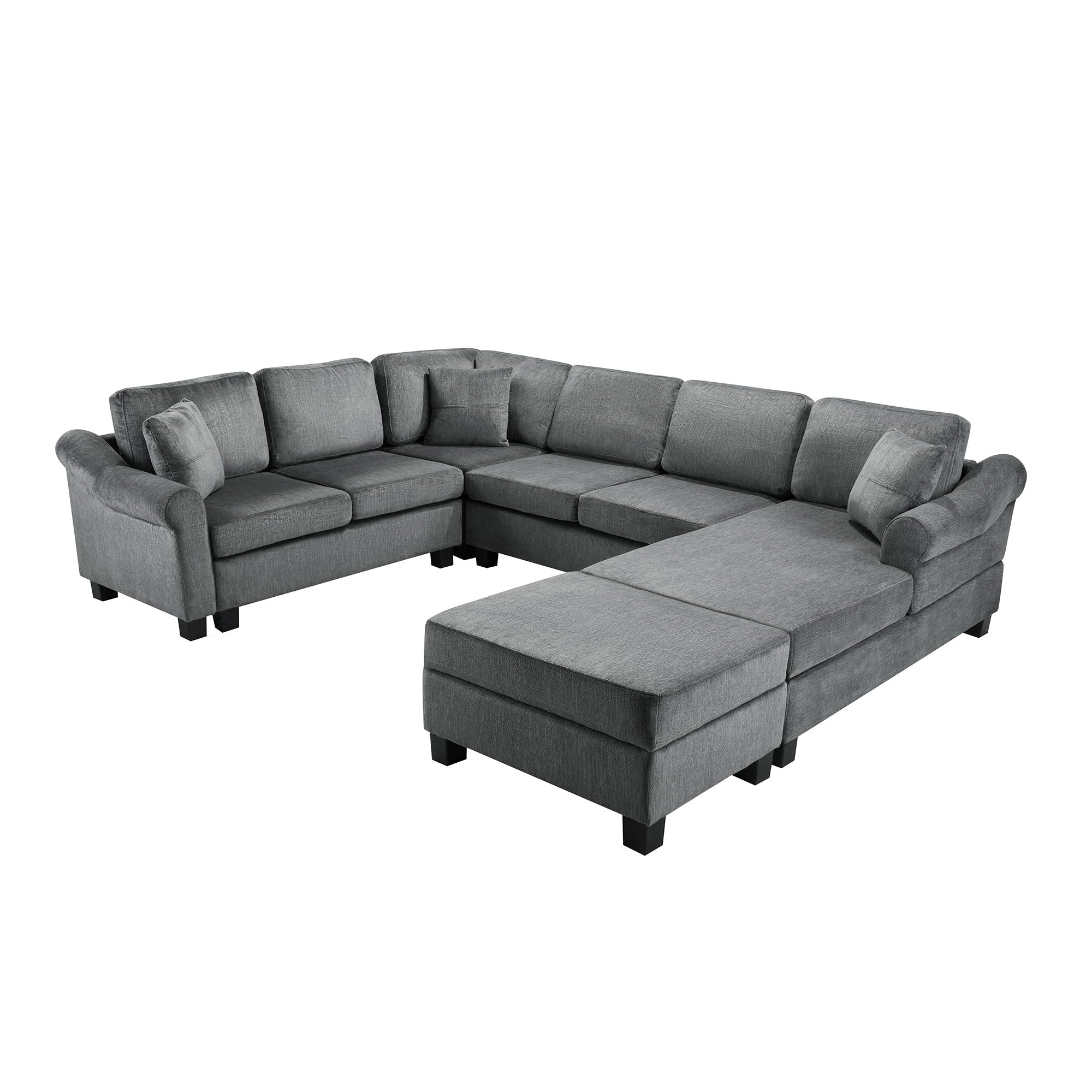 Contemporary U - Shaped Sectional Sofa With Movable Storage Ottoman - Best Buy Furniture