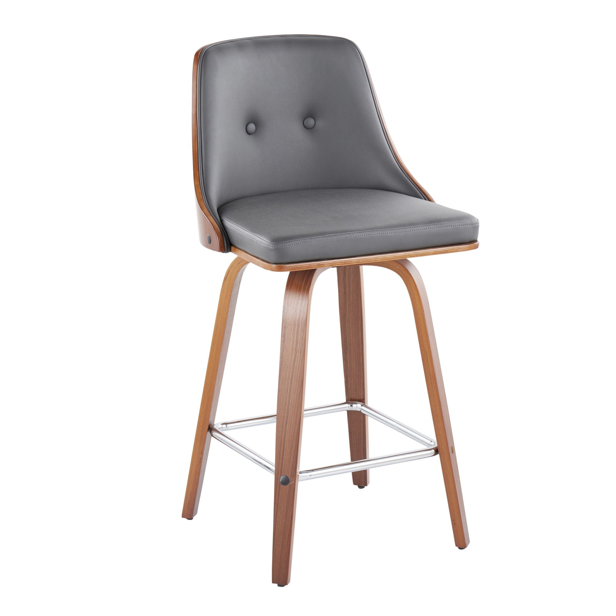 Gianna - Mid Century Modern Fixed Height Counter Stool With Swivel With Square Footrest (Set of 2) - Best Buy Furniture