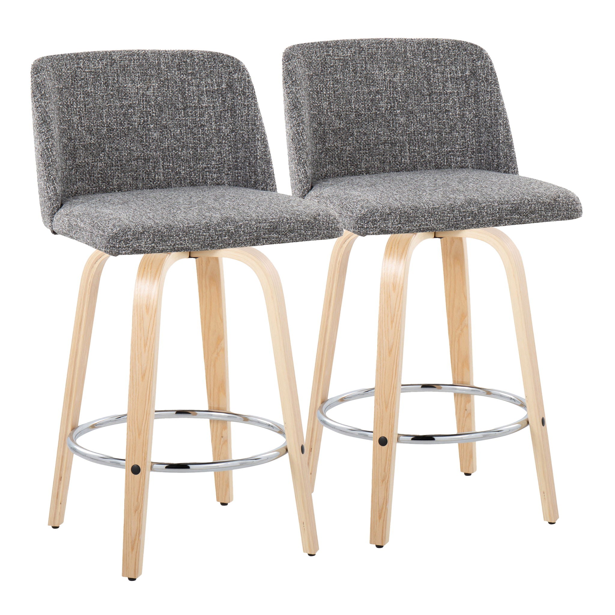Toriano - Contemporary Fixed-Height Counter Stool With Swivel And Round Footrest (Set of 2) - Best Buy Furniture