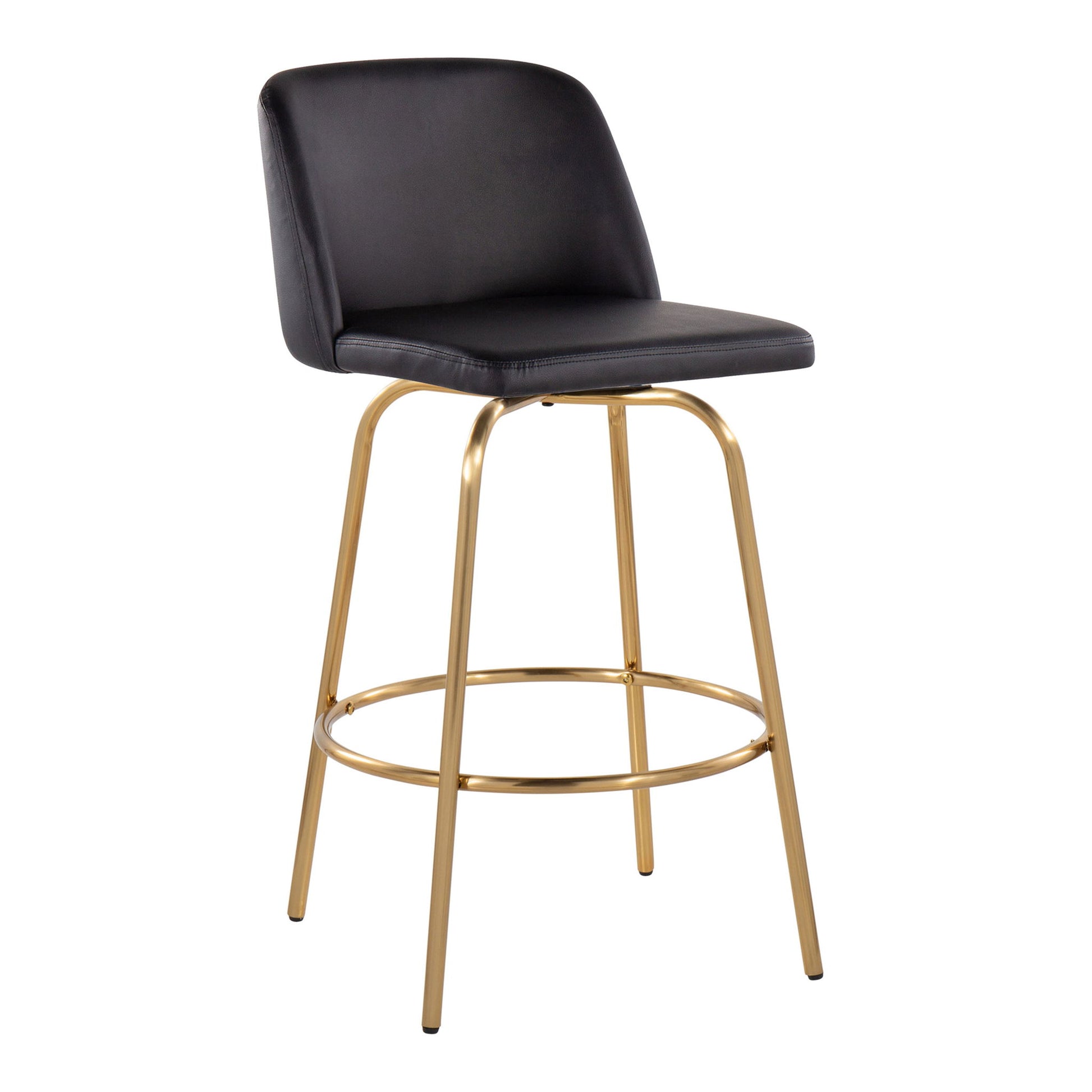 Toriano - Contemporary, Fixed Height Counter Stool With Swivel With Round Footrest (Set of 2) - Best Buy Furniture