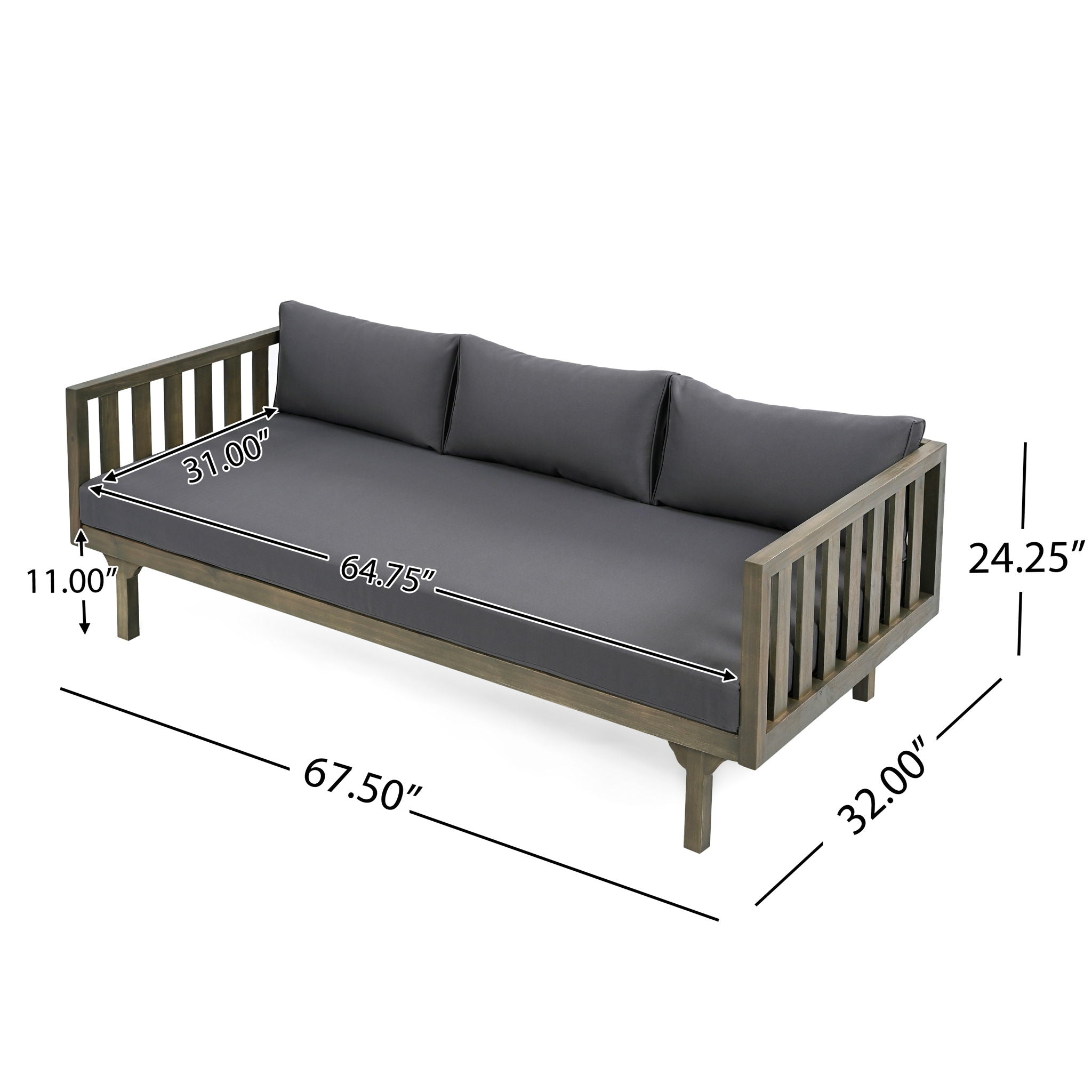 Claremont - 3 Seater Daybed Teak Acacia Wood Water Resistant Cushions - Best Buy Furniture