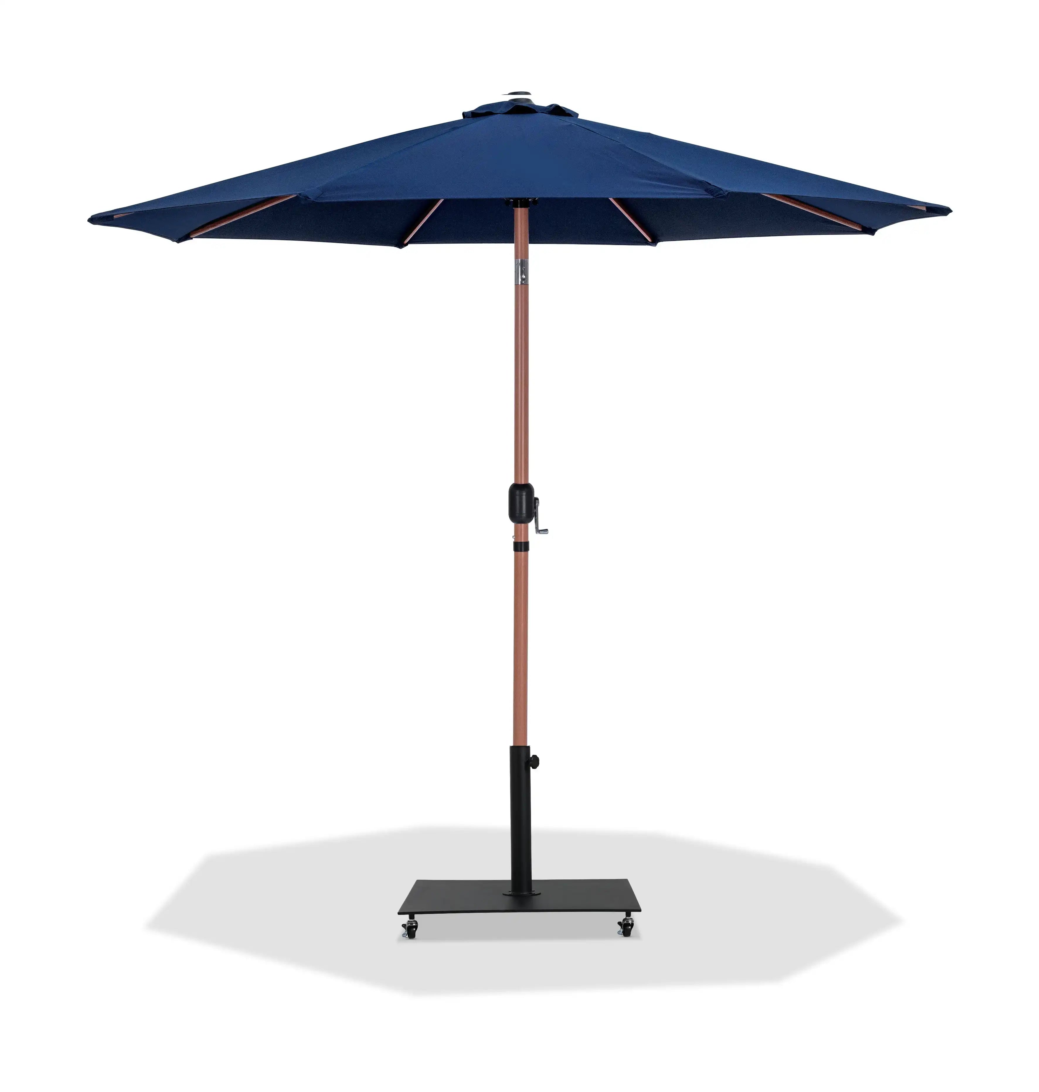 Fiji - Aluminum Patio Umbrella With Square Black And Teak Base - Best Buy Furniture