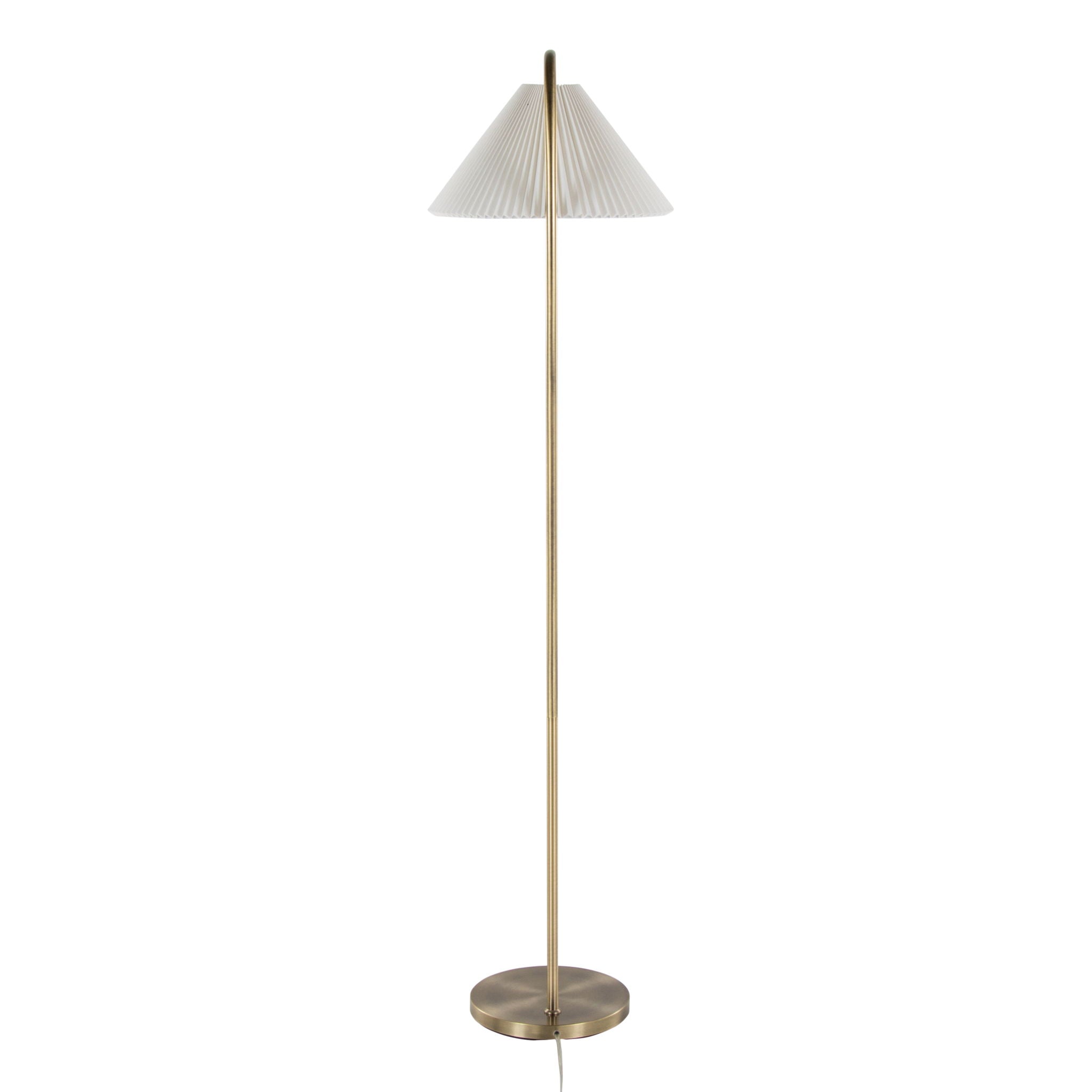 Cassis - Glam / Art Deco Floor Lamp Pleated - Gold / White - Best Buy Furniture