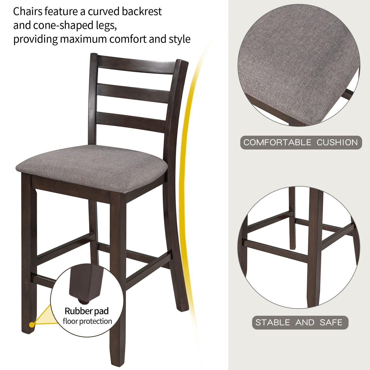 5 Piece Wooden Counter Height Dining Set With Padded Chairs, Storage Shelving - Best Buy Furniture