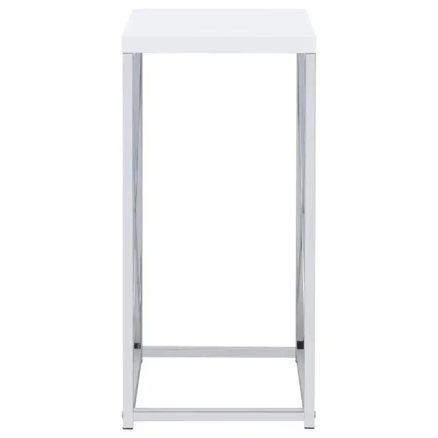 Edmund - Square Accent Side Table - White High Gloss And Chrome - Best Buy Furniture