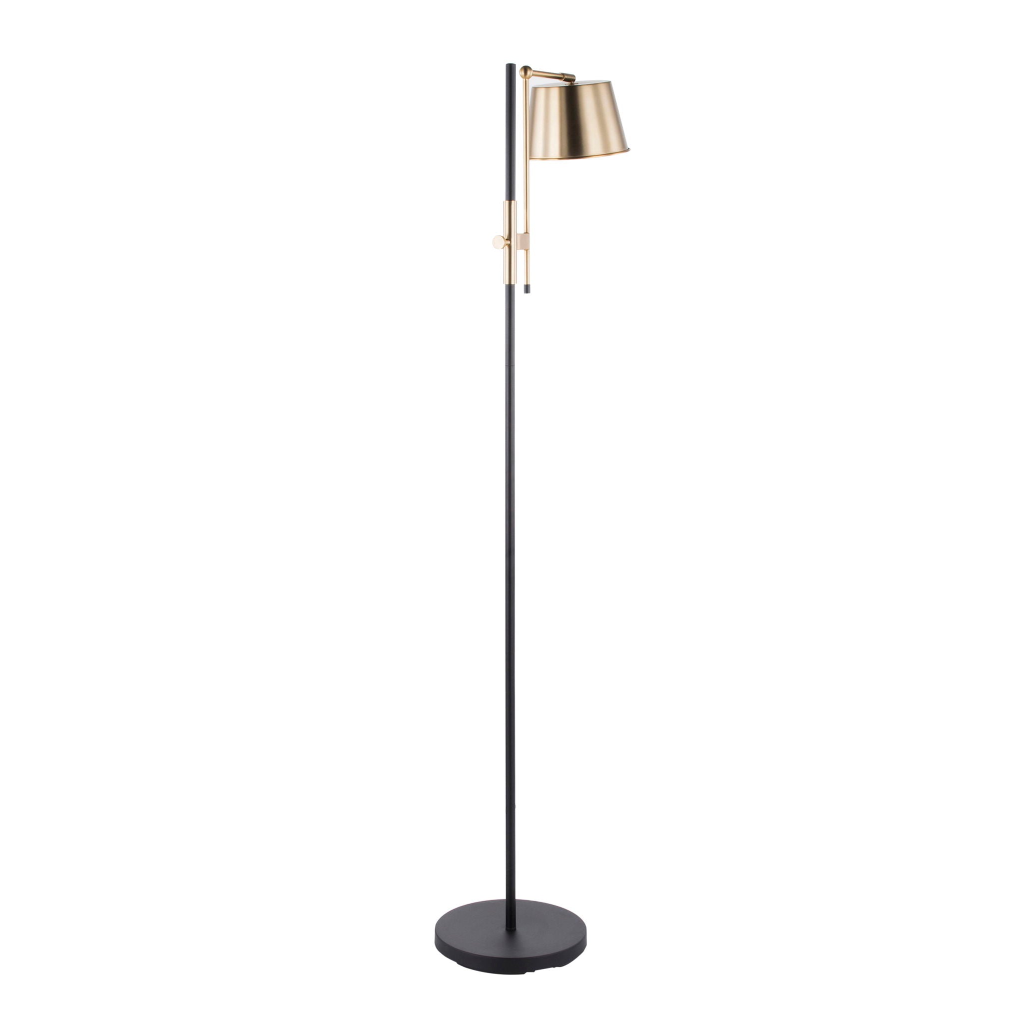 Metric - Industrial Floor Lamp - Black / Antique Brass - Best Buy Furniture