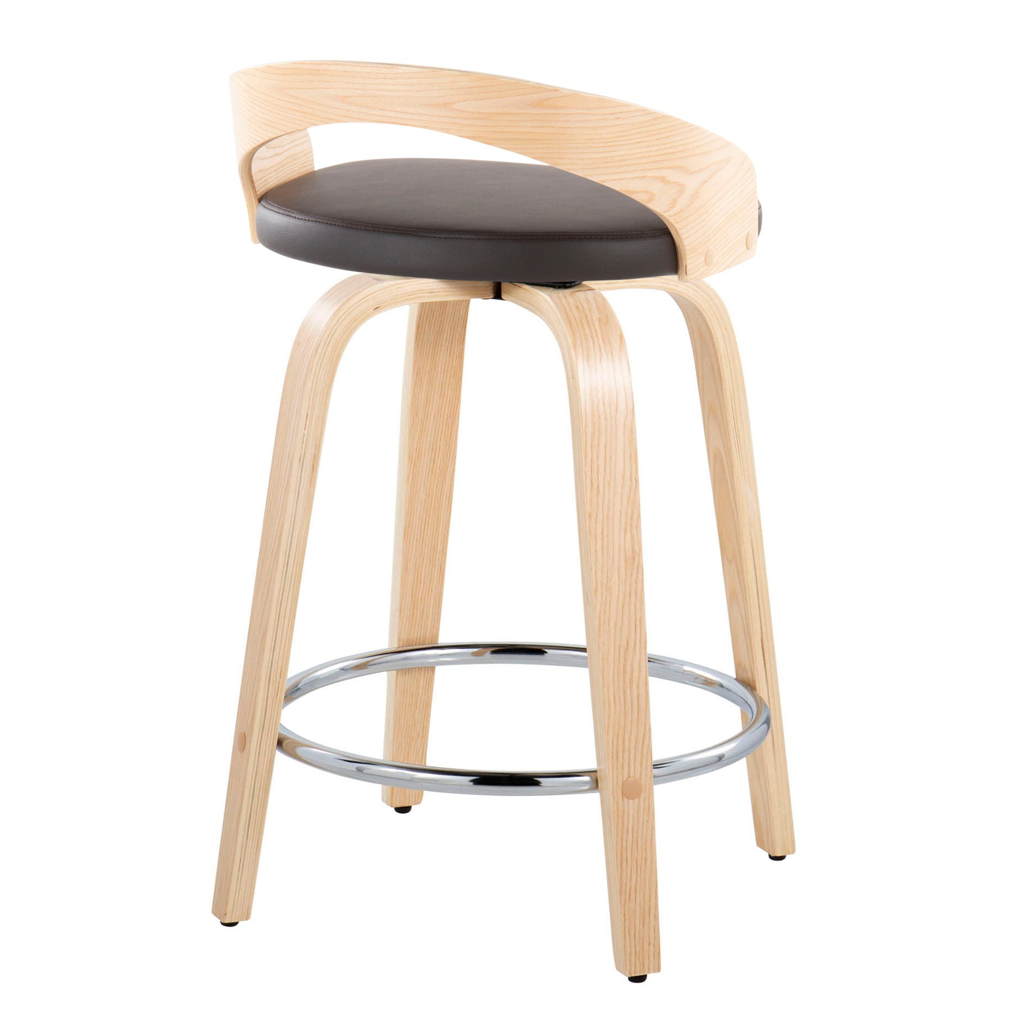 Grotto - Contemporary Fixed Height Counter Stool & Swivel, Round Footrest (Set of 2) - Best Buy Furniture