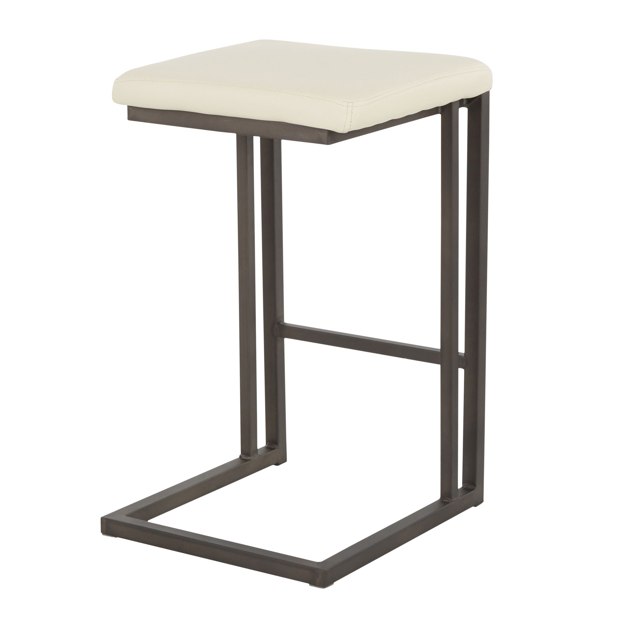 Roman - Industrial Counter Stool (Set of 2) - Antique Metal / Cream - Best Buy Furniture